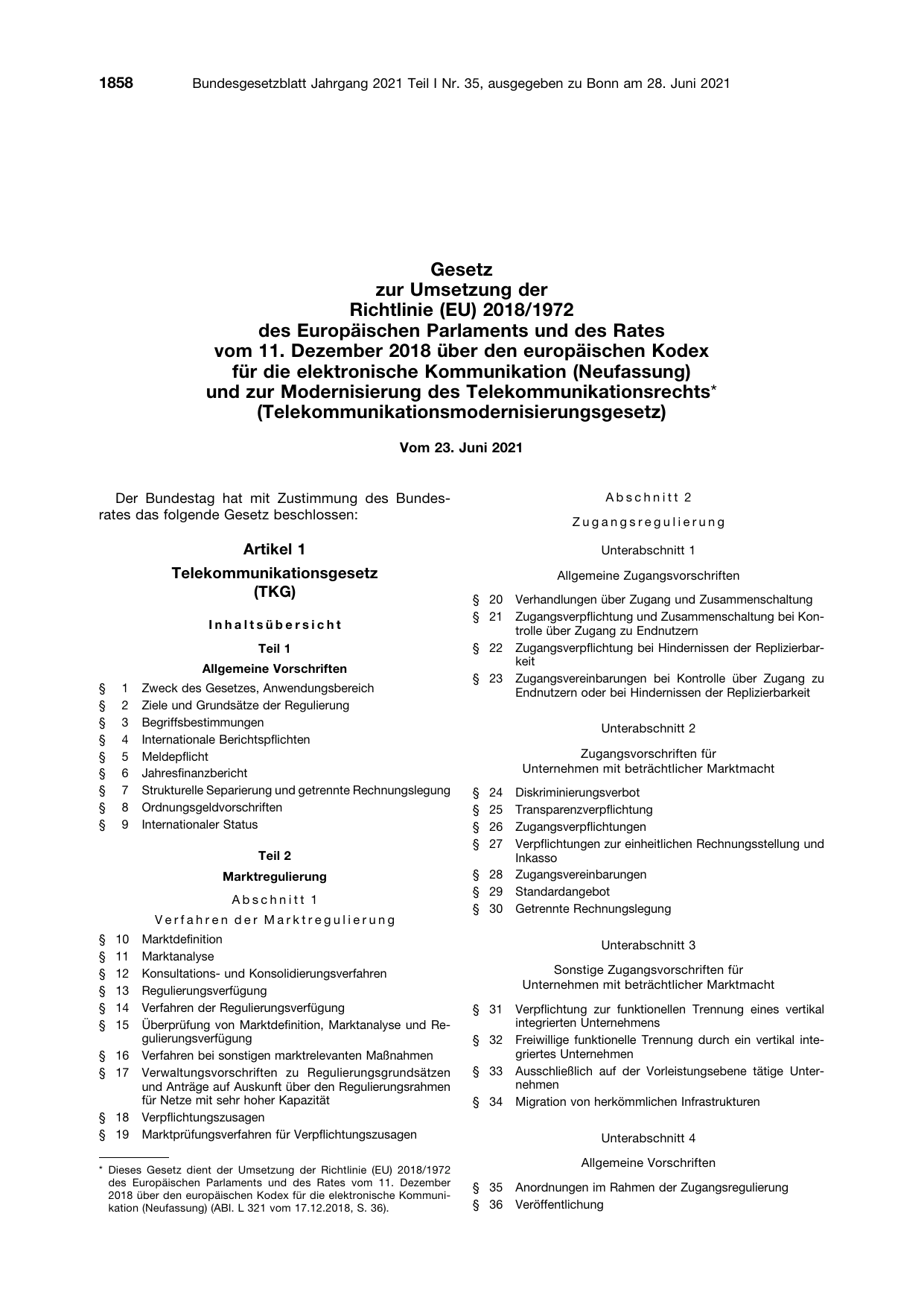 BGBl. 2021, Seite 1858 — Originalseite als Abbildung