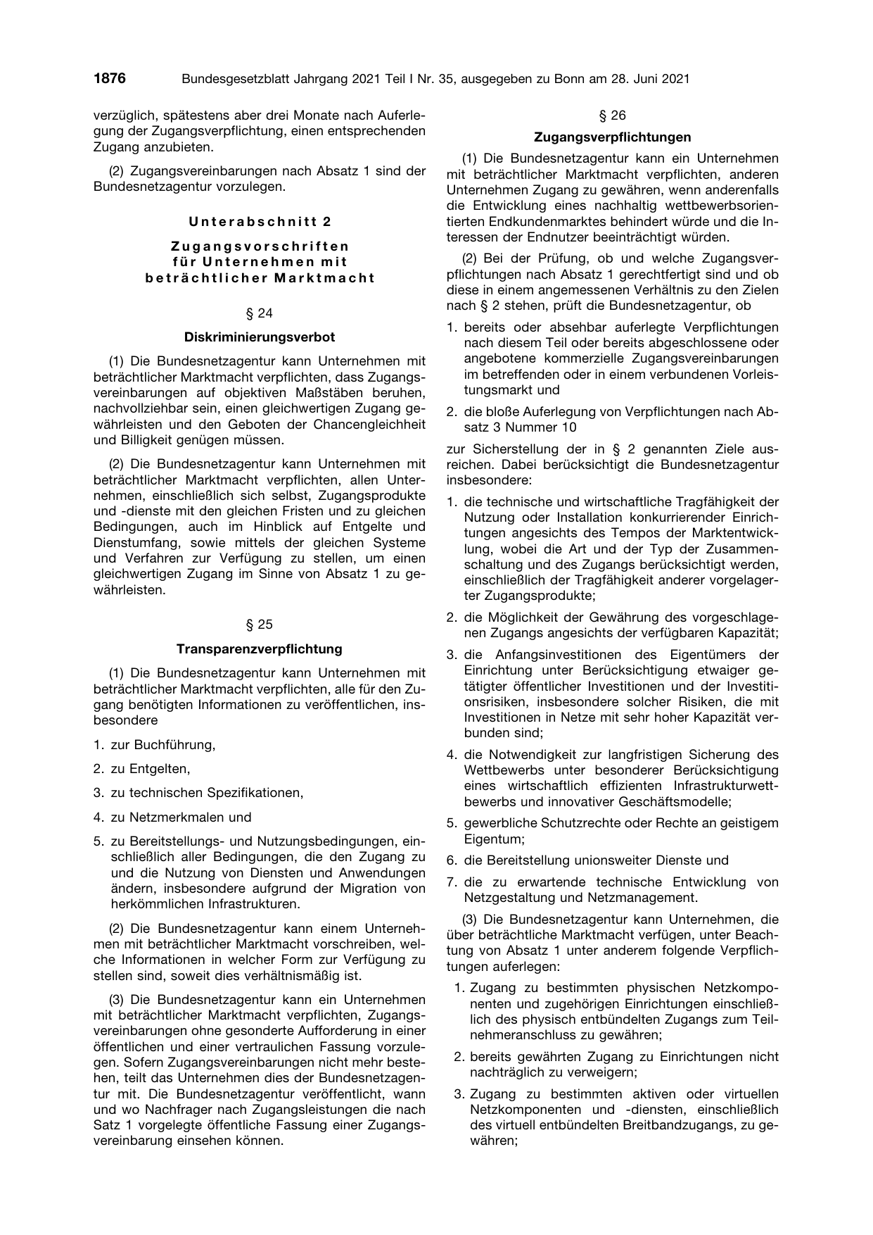 BGBl. 2021, Seite 1876 — Originalseite als Abbildung