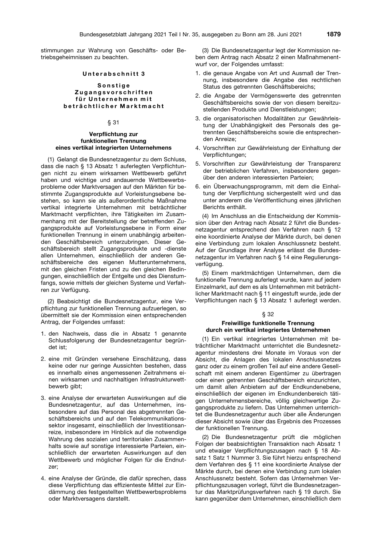 BGBl. 2021, Seite 1879 — Originalseite als Abbildung