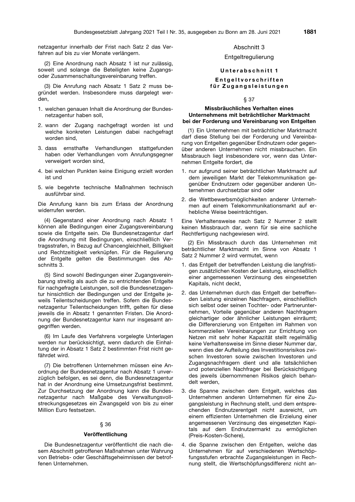 BGBl. 2021, Seite 1881 — Originalseite als Abbildung