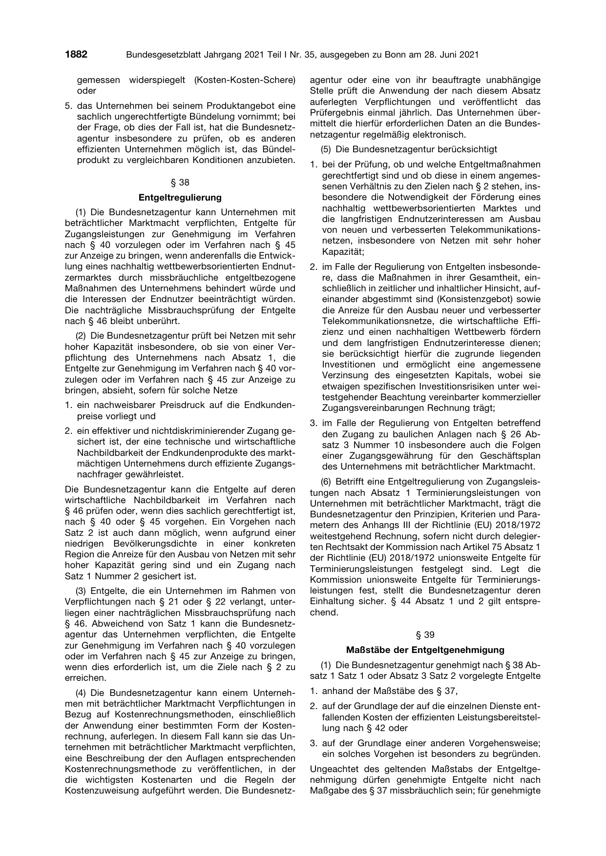 BGBl. 2021, Seite 1882 — Originalseite als Abbildung