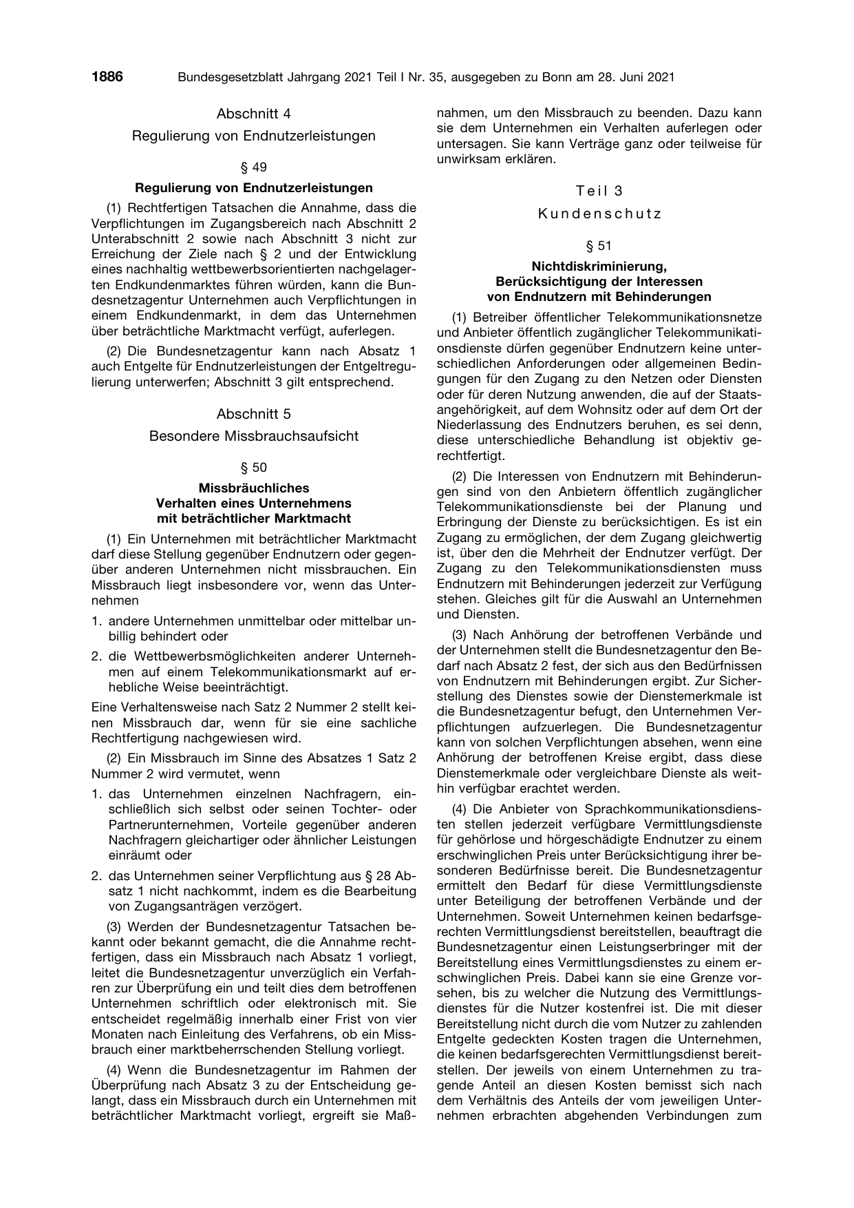 BGBl. 2021, Seite 1886 — Originalseite als Abbildung