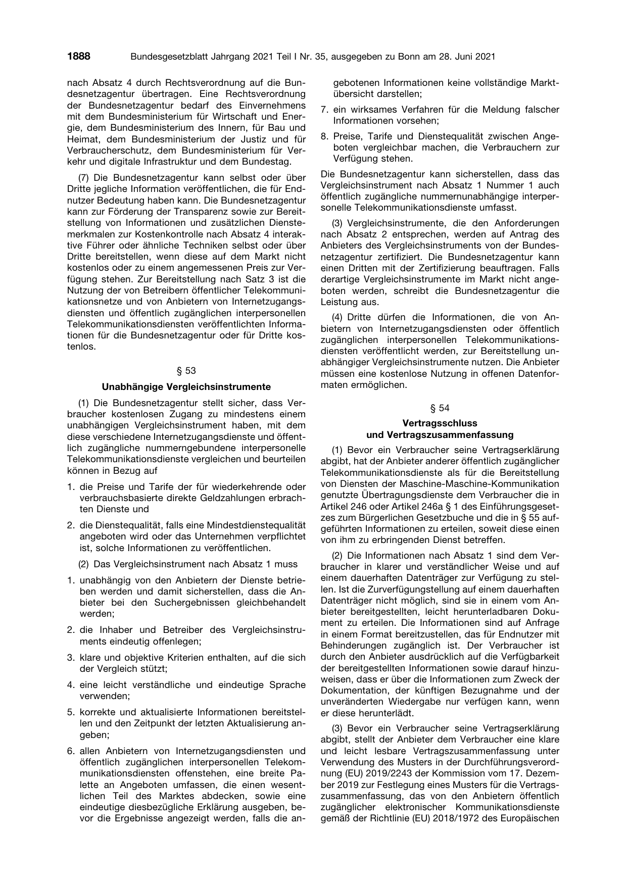 BGBl. 2021, Seite 1888 — Originalseite als Abbildung