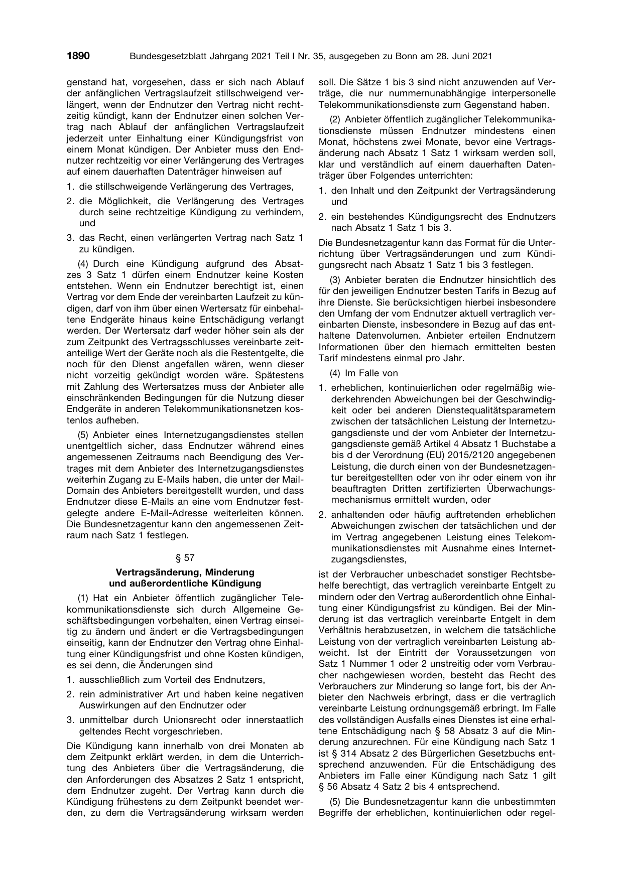 BGBl. 2021, Seite 1890 — Originalseite als Abbildung