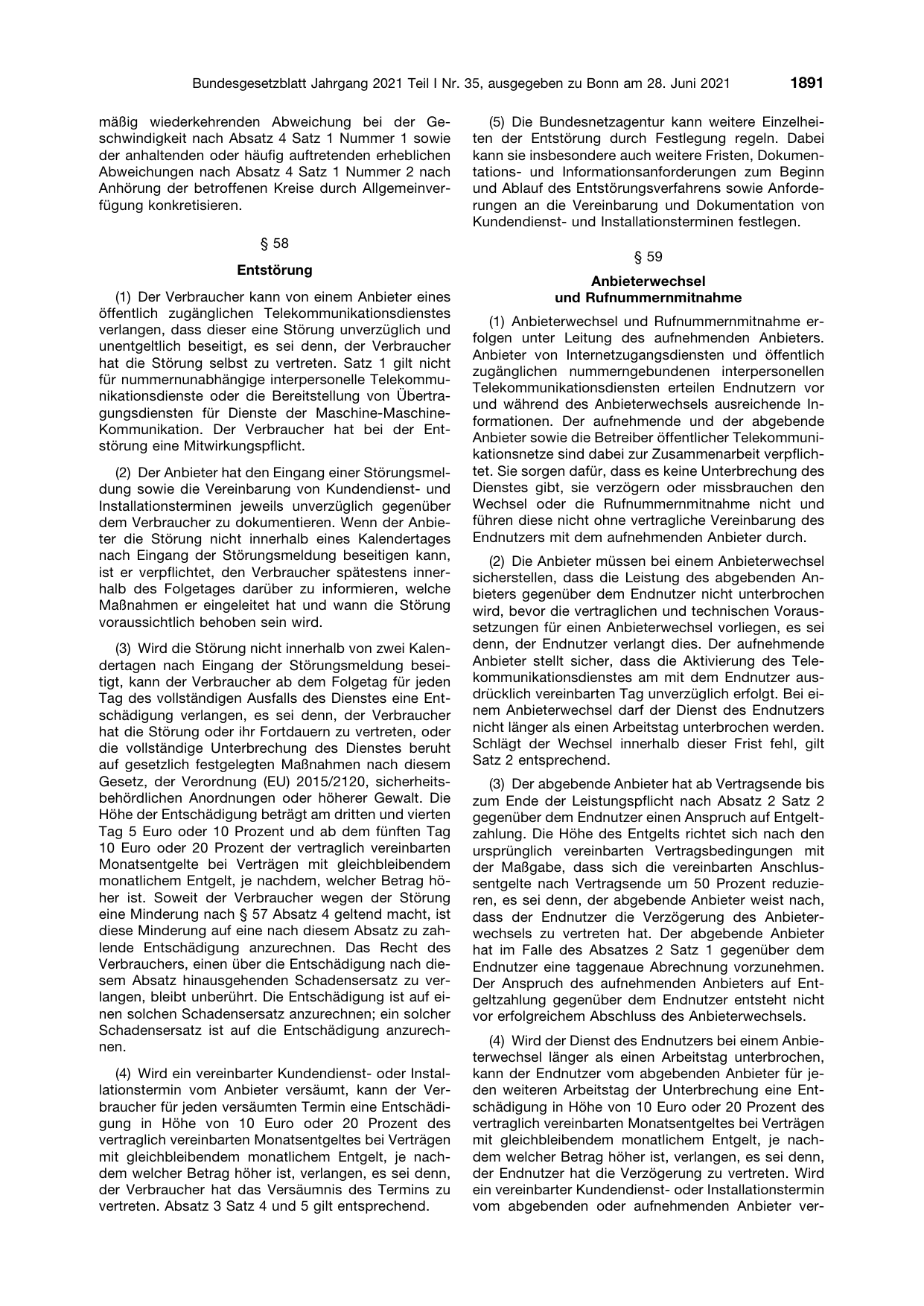 BGBl. 2021, Seite 1891 — Originalseite als Abbildung