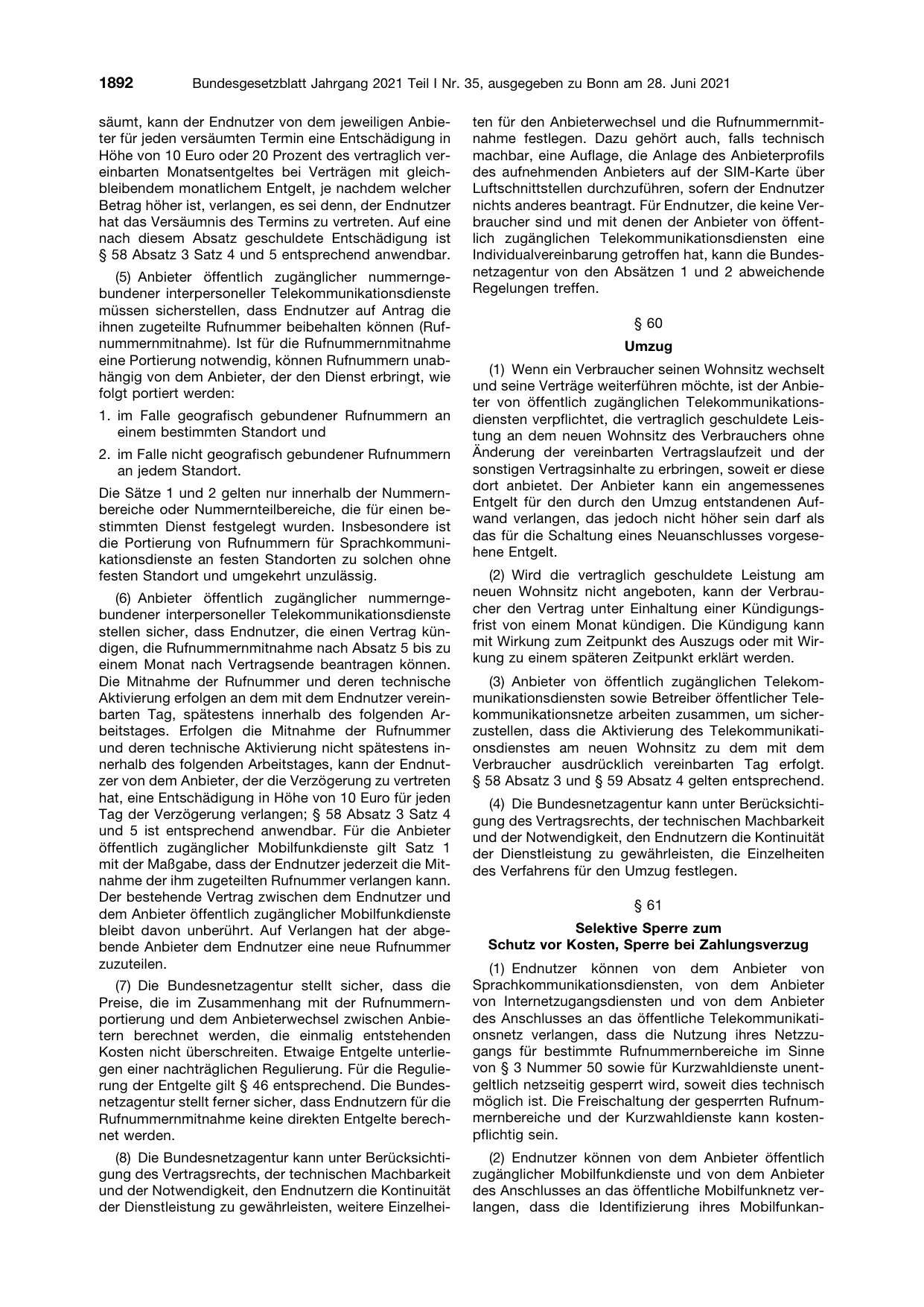BGBl. 2021, Seite 1892 — Originalseite als Abbildung