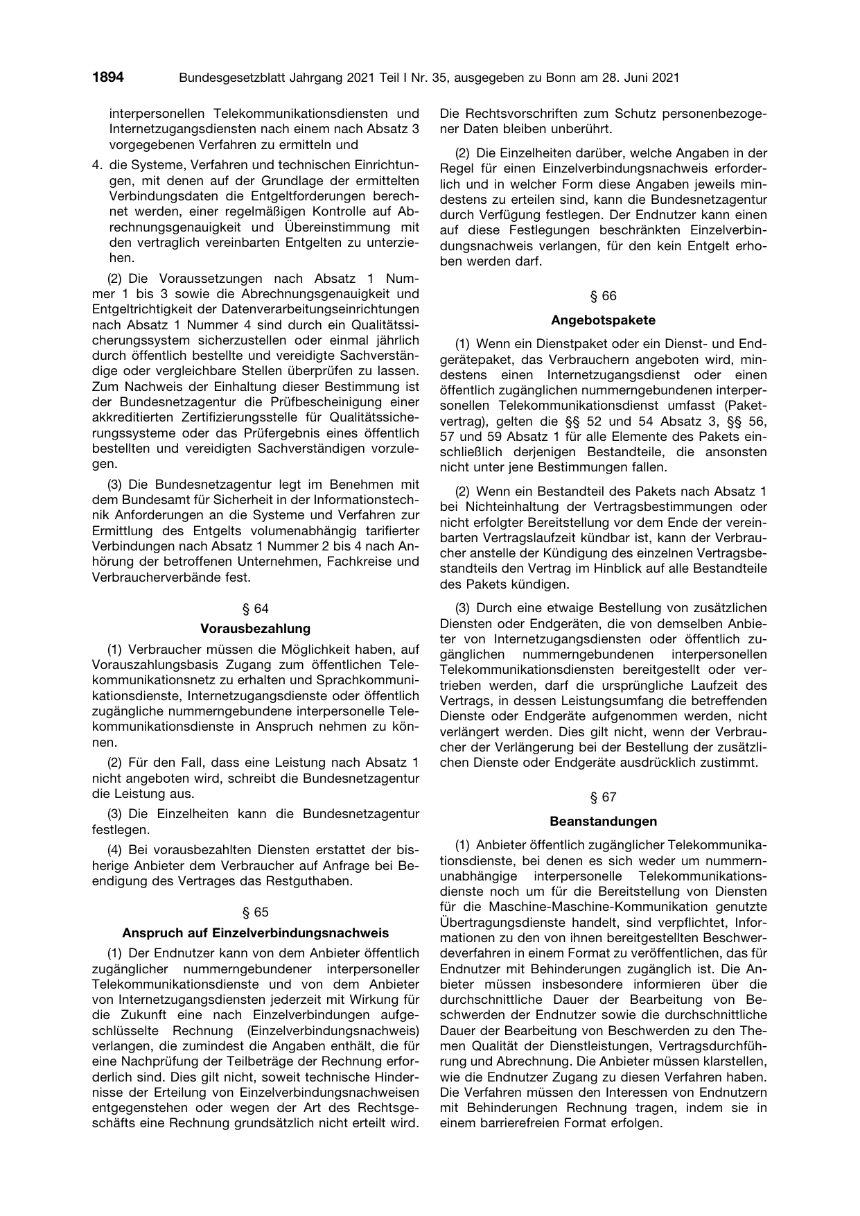BGBl. 2021, Seite 1894 — Originalseite als Abbildung