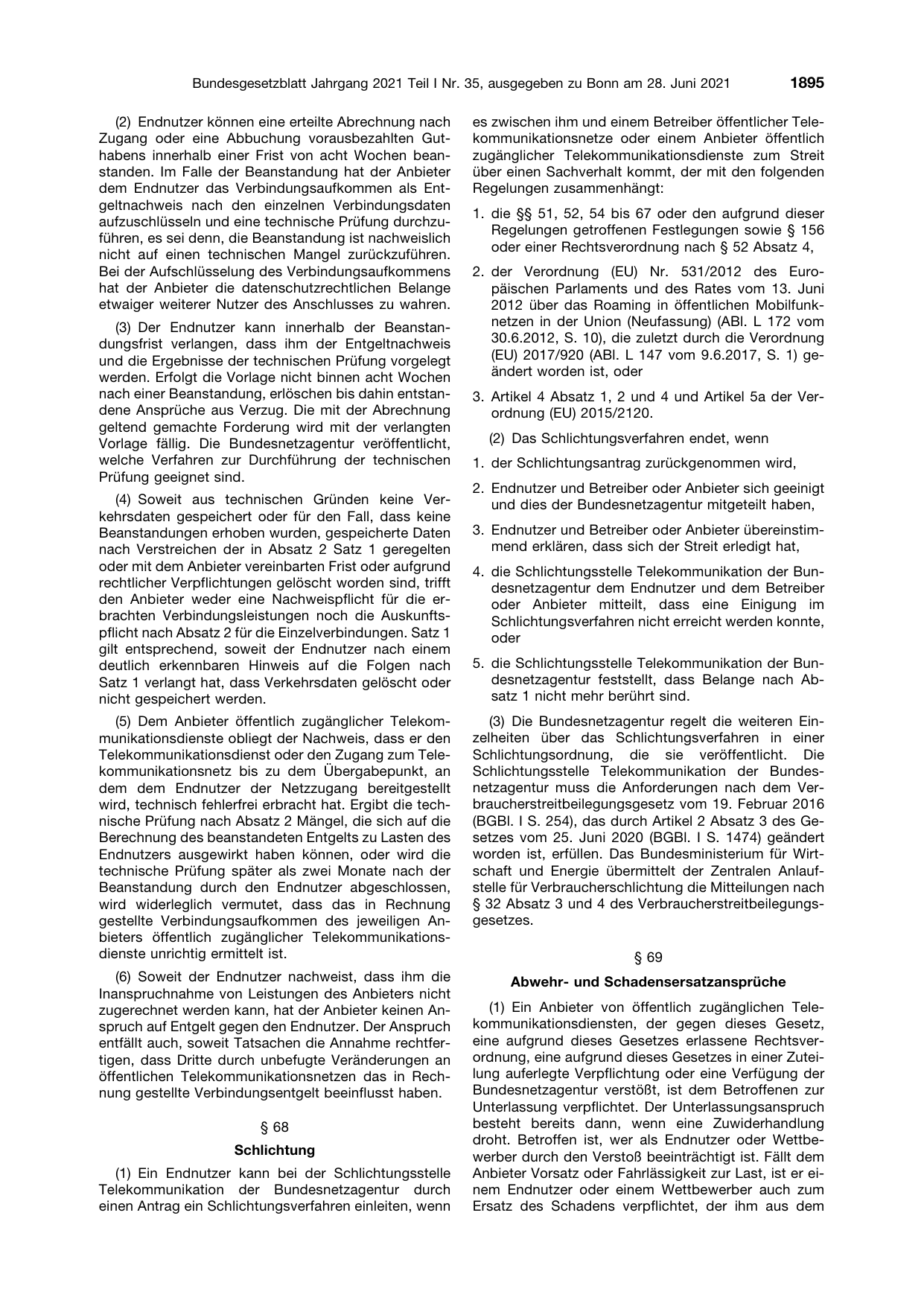 BGBl. 2021, Seite 1895 — Originalseite als Abbildung