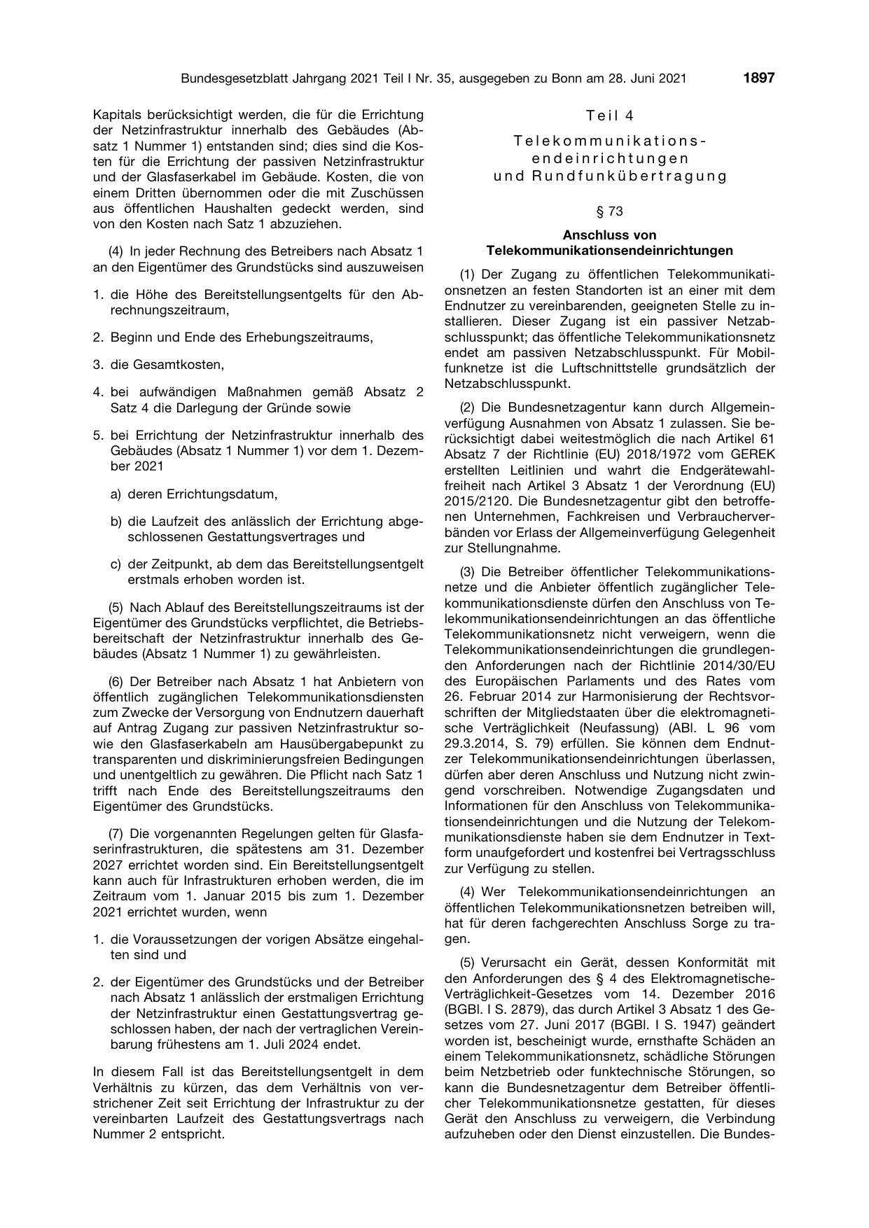 BGBl. 2021, Seite 1897 — Originalseite als Abbildung