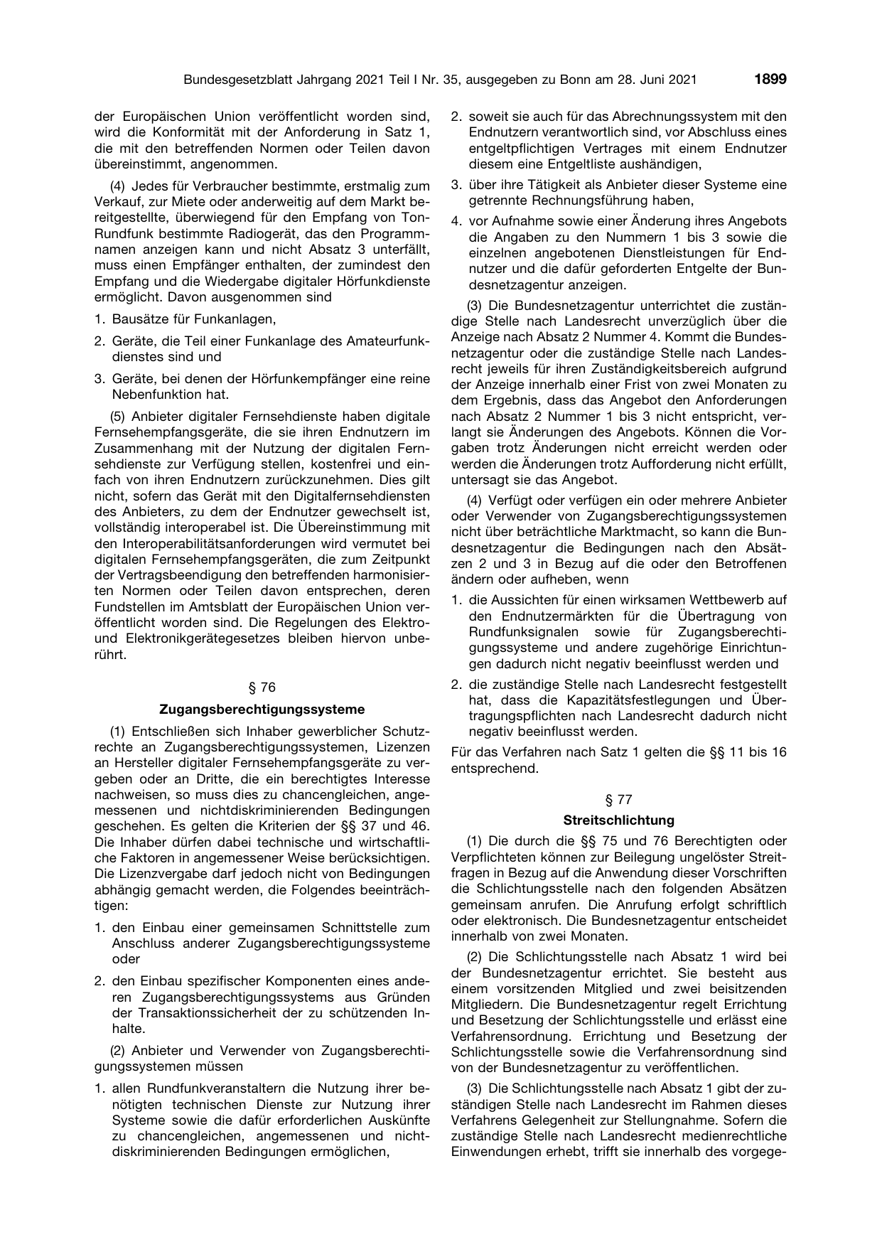 BGBl. 2021, Seite 1899 — Originalseite als Abbildung