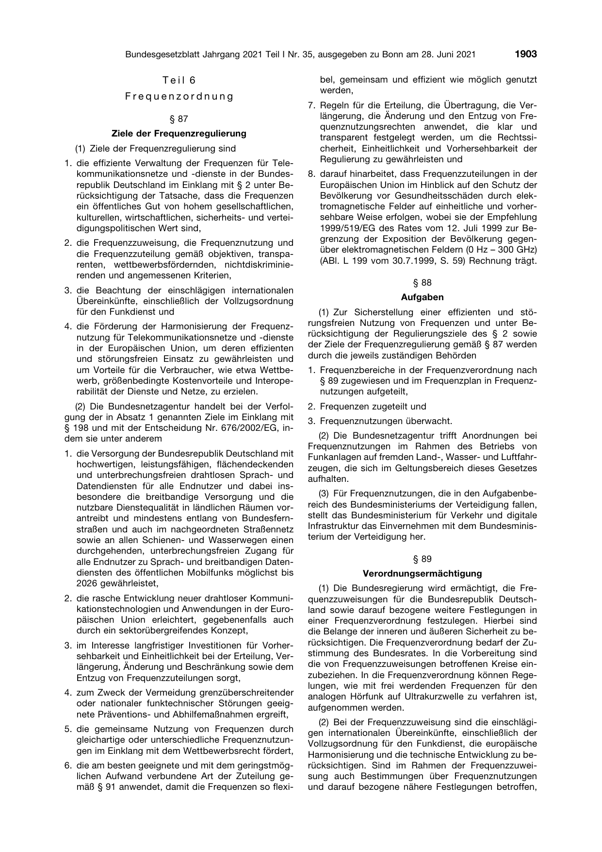 BGBl. 2021, Seite 1903 — Originalseite als Abbildung