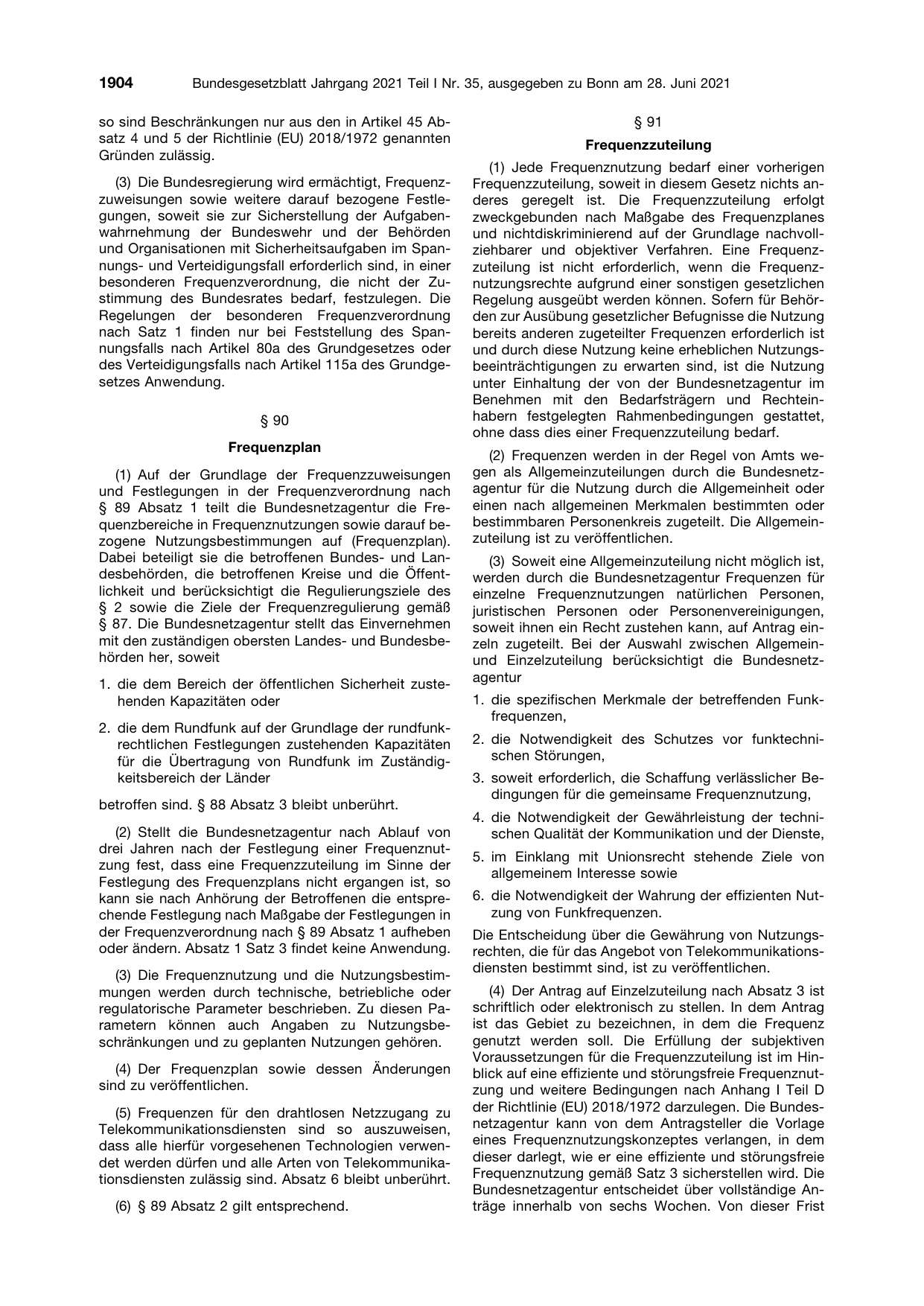 BGBl. 2021, Seite 1904 — Originalseite als Abbildung