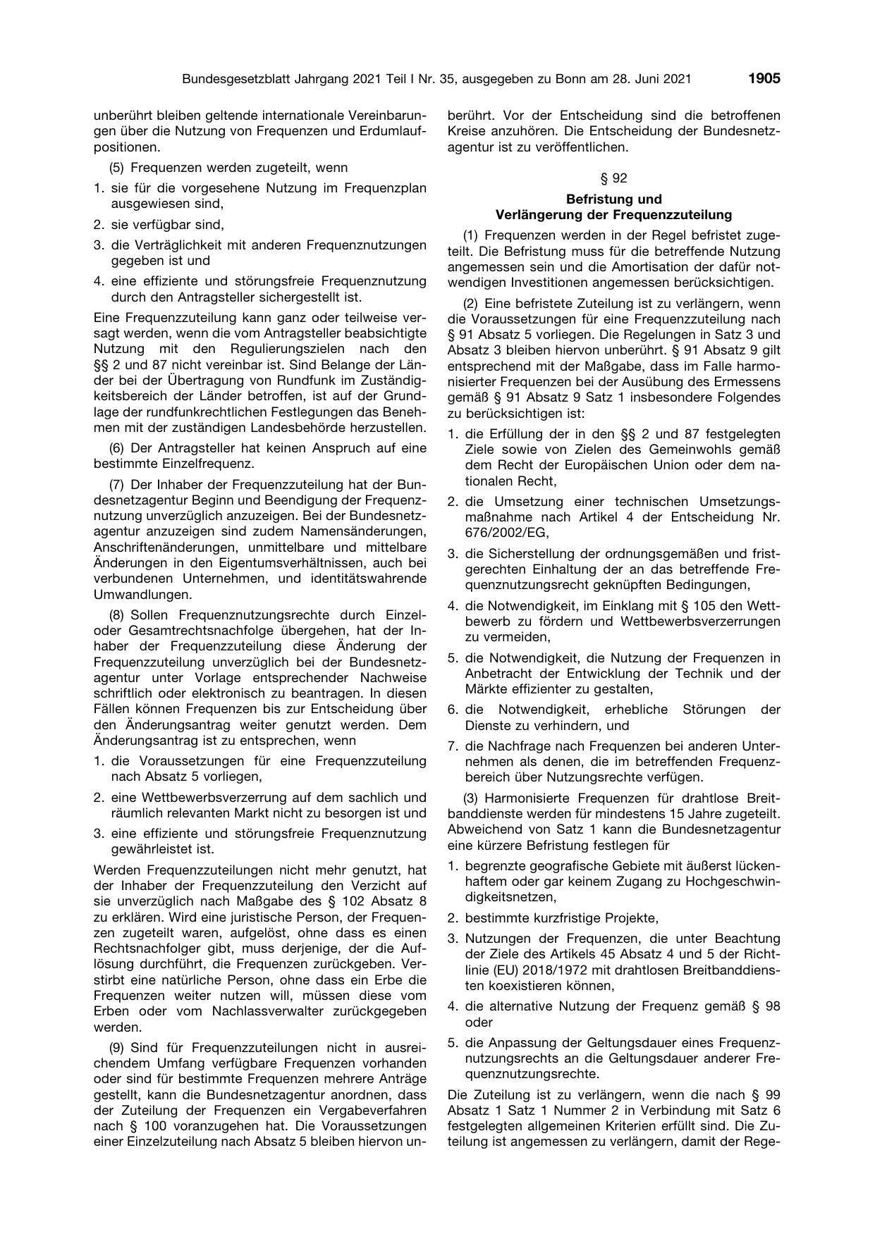 BGBl. 2021, Seite 1905 — Originalseite als Abbildung