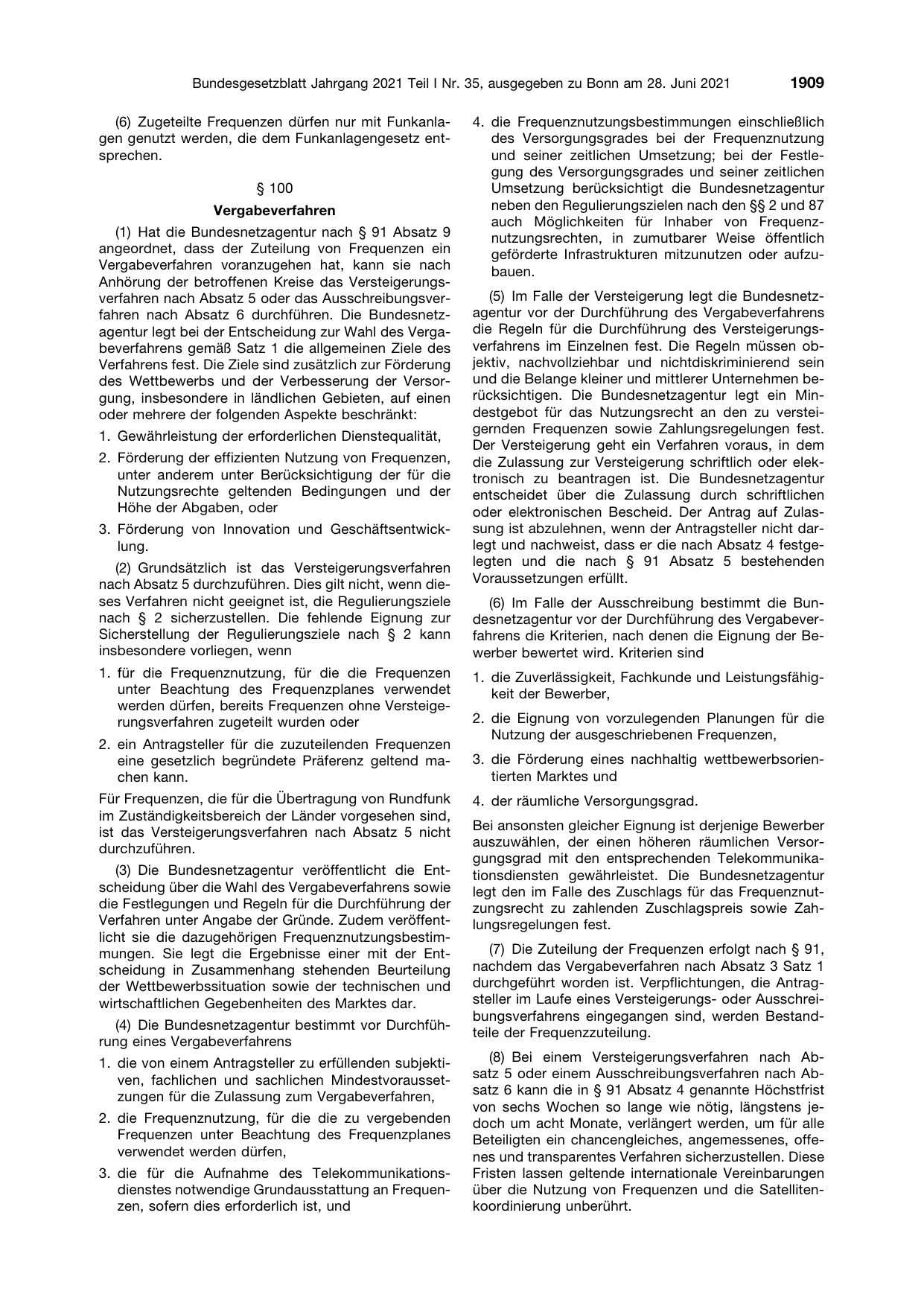 BGBl. 2021, Seite 1909 — Originalseite als Abbildung
