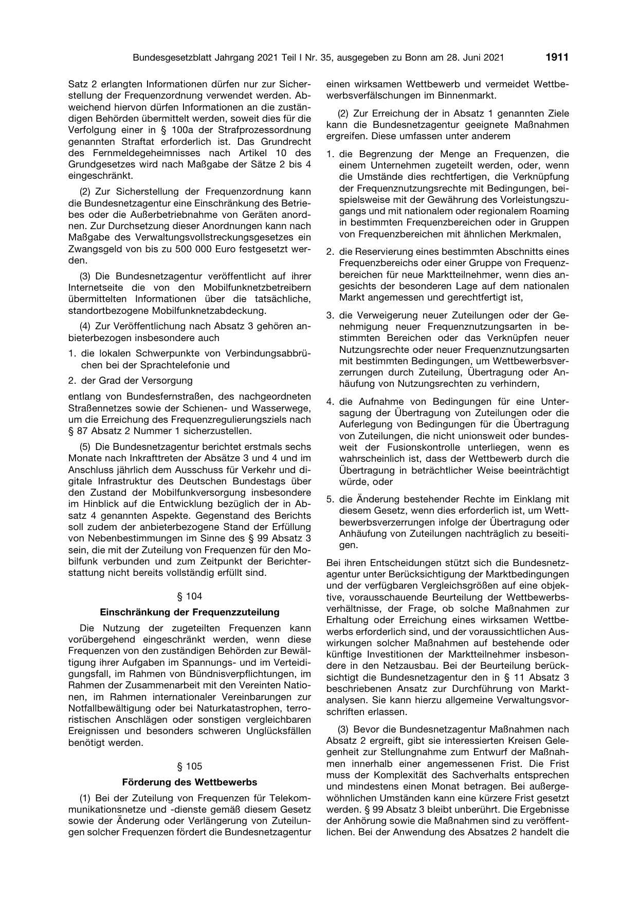 BGBl. 2021, Seite 1911 — Originalseite als Abbildung