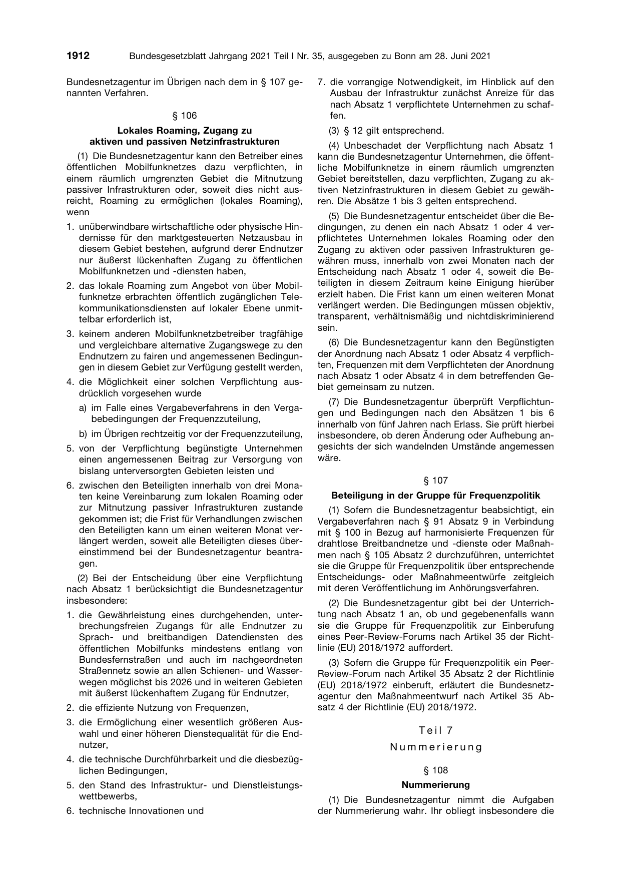 BGBl. 2021, Seite 1912 — Originalseite als Abbildung