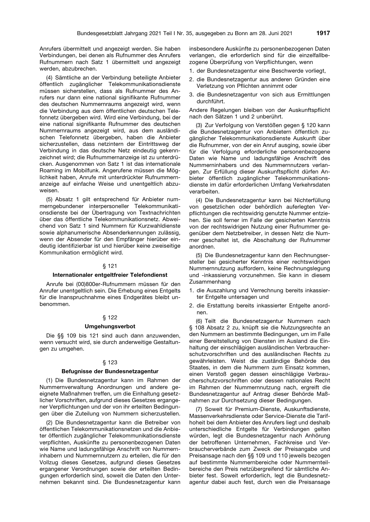 BGBl. 2021, Seite 1917 — Originalseite als Abbildung