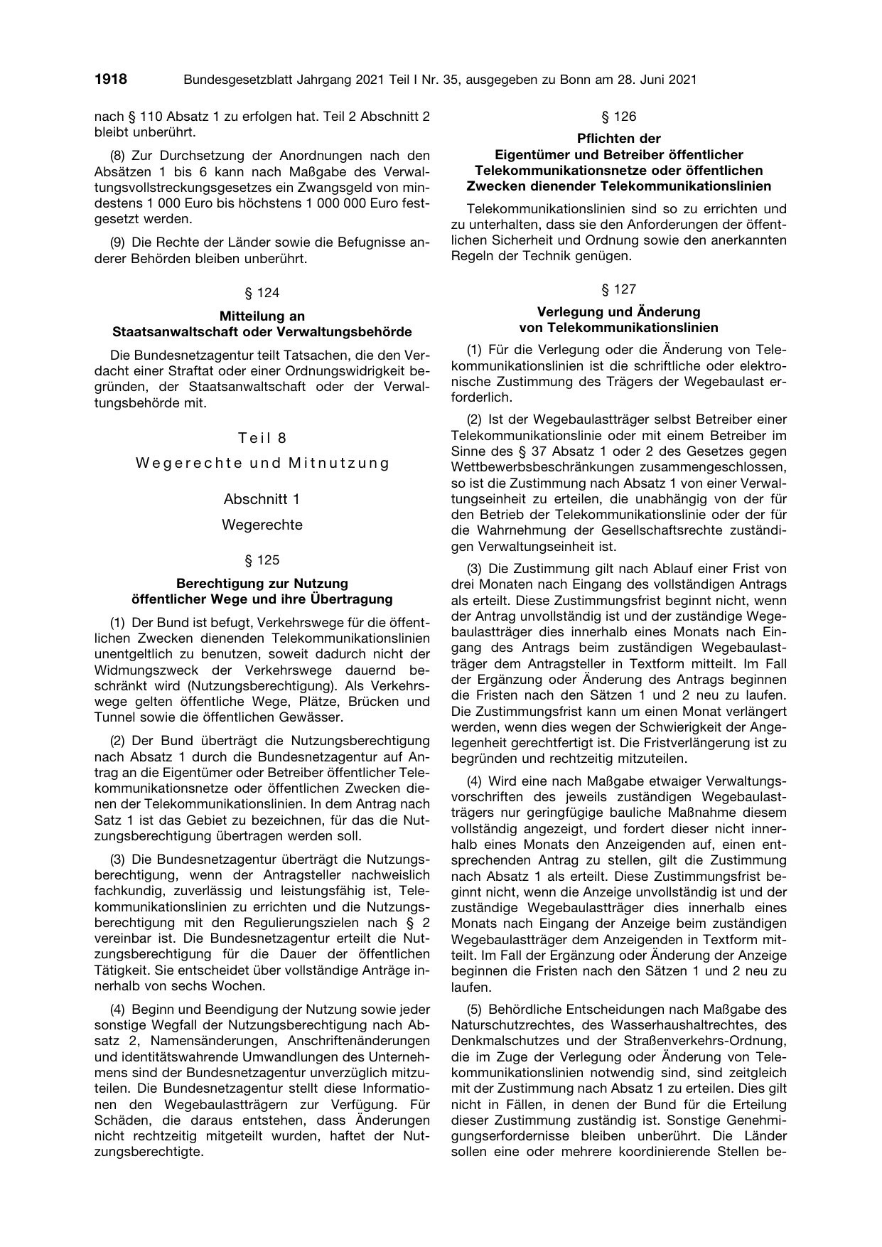 BGBl. 2021, Seite 1918 — Originalseite als Abbildung