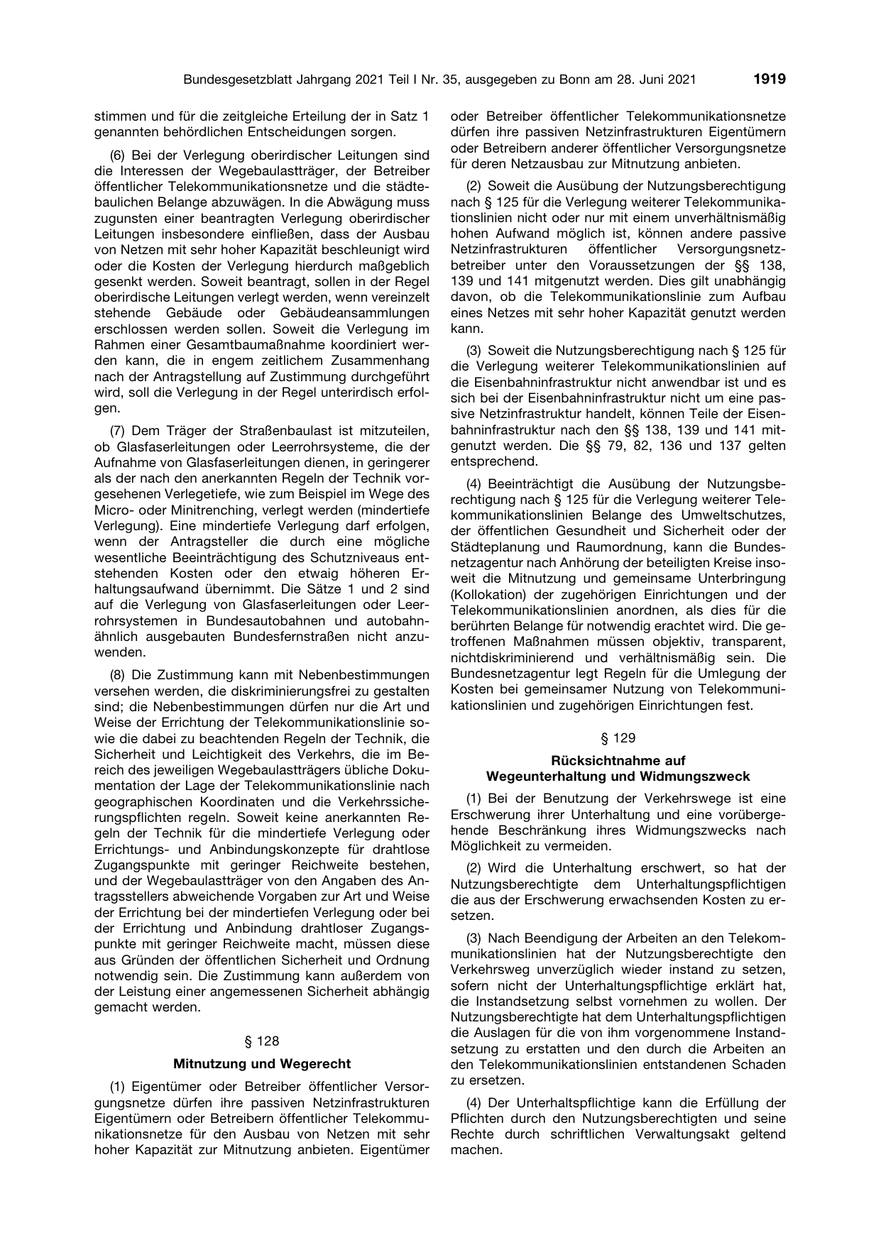 BGBl. 2021, Seite 1919 — Originalseite als Abbildung