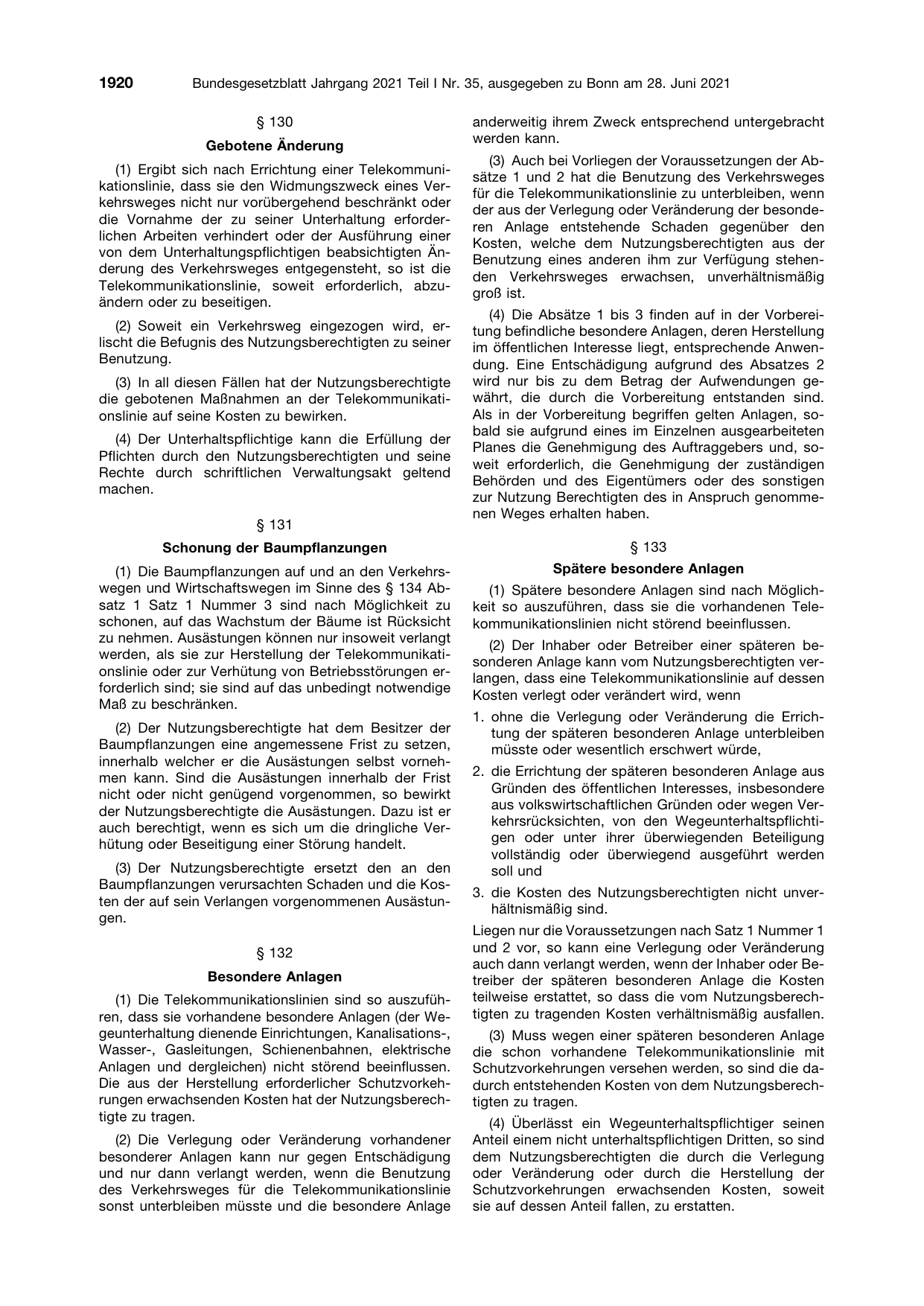 BGBl. 2021, Seite 1920 — Originalseite als Abbildung