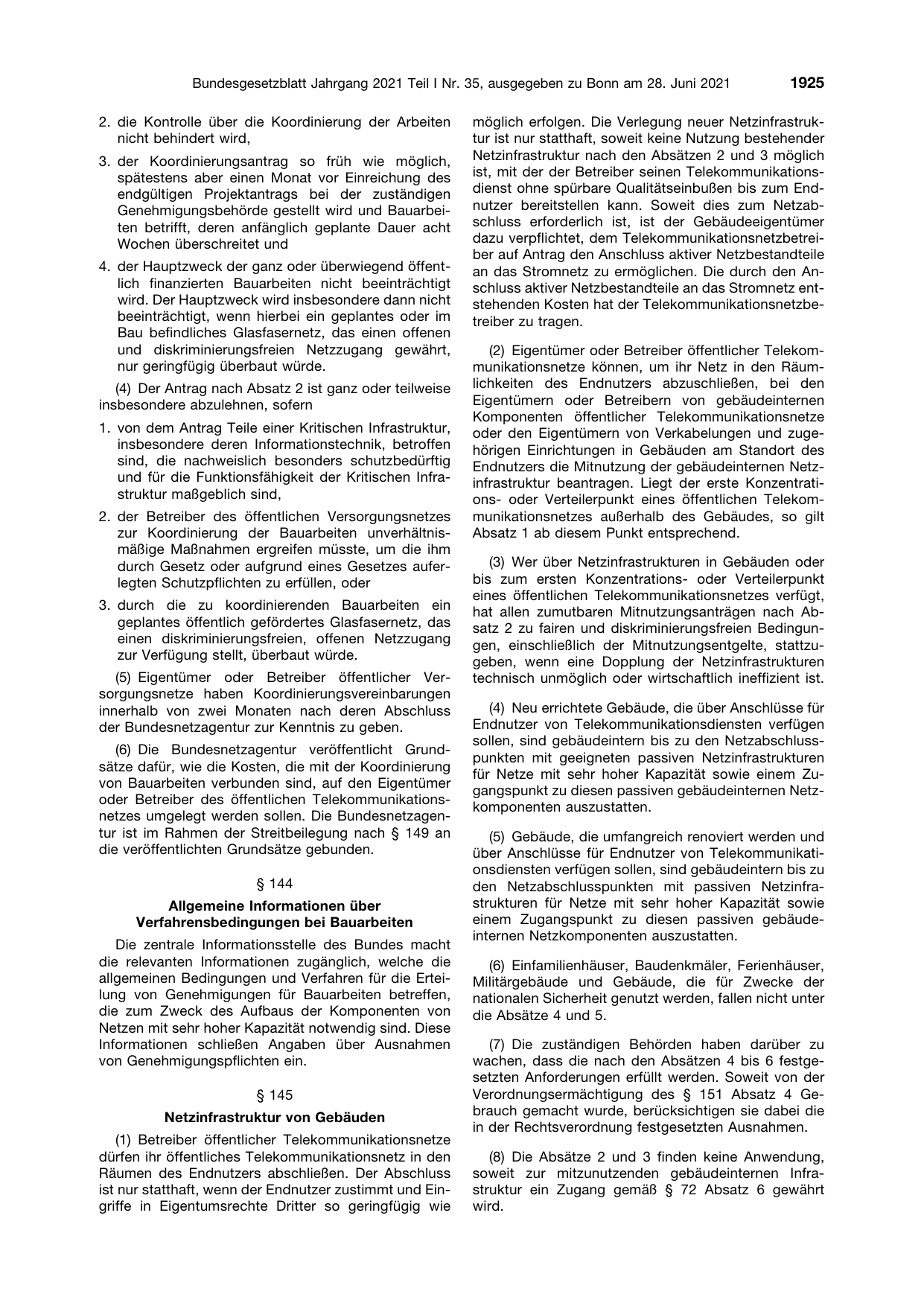 BGBl. 2021, Seite 1925 — Originalseite als Abbildung