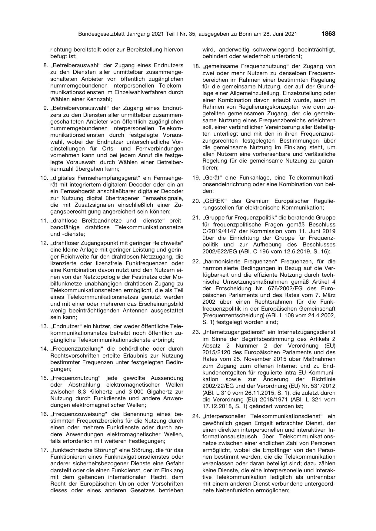 BGBl. 2021, Seite 1863 — Originalseite als Abbildung