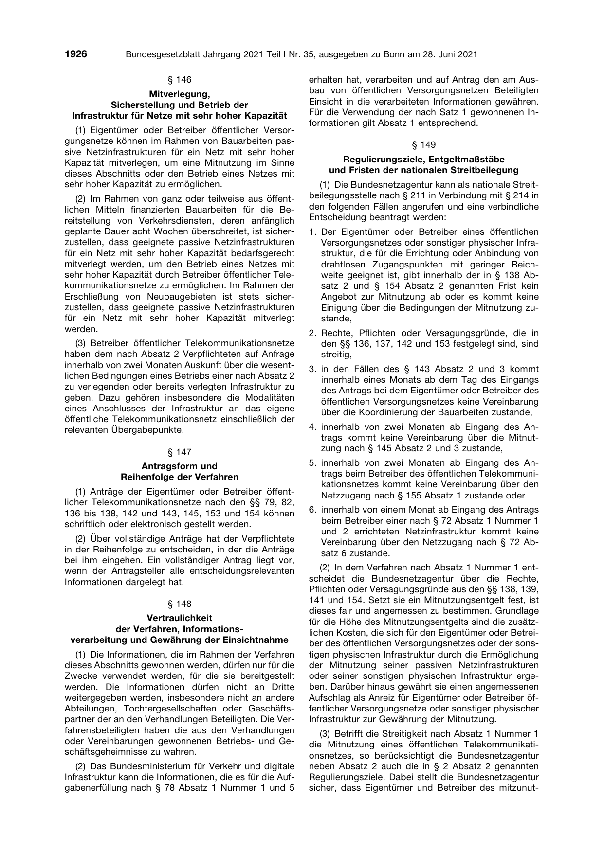 BGBl. 2021, Seite 1926 — Originalseite als Abbildung