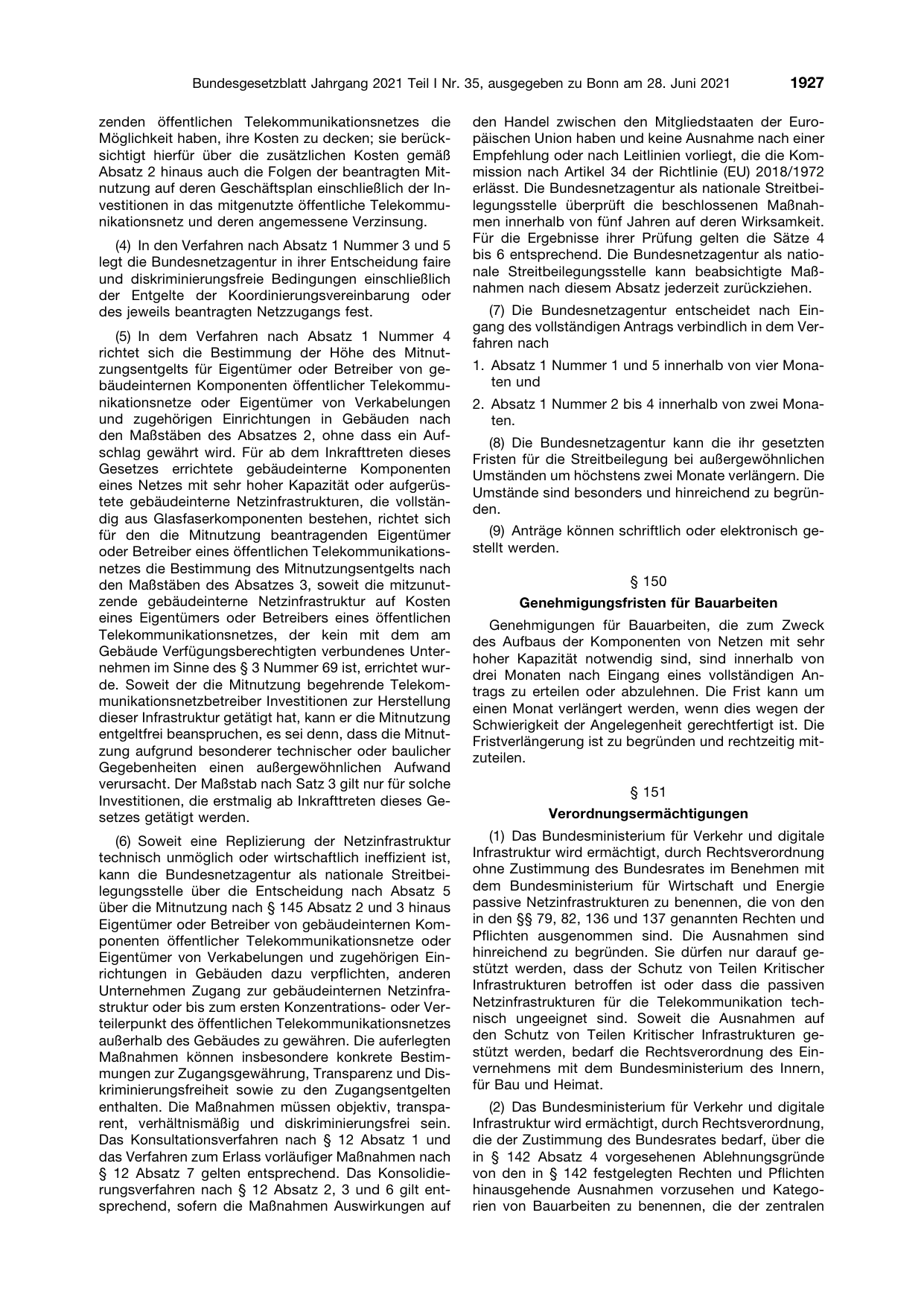 BGBl. 2021, Seite 1927 — Originalseite als Abbildung