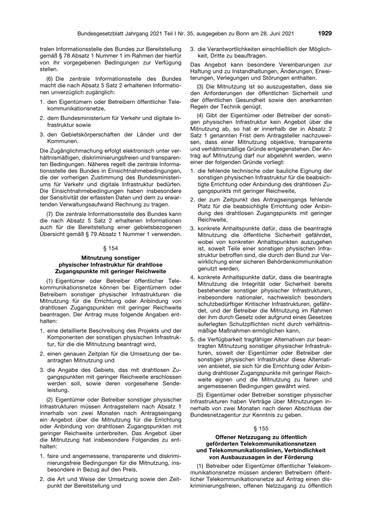 BGBl. 2021, Seite 1929 — Originalseite als Abbildung