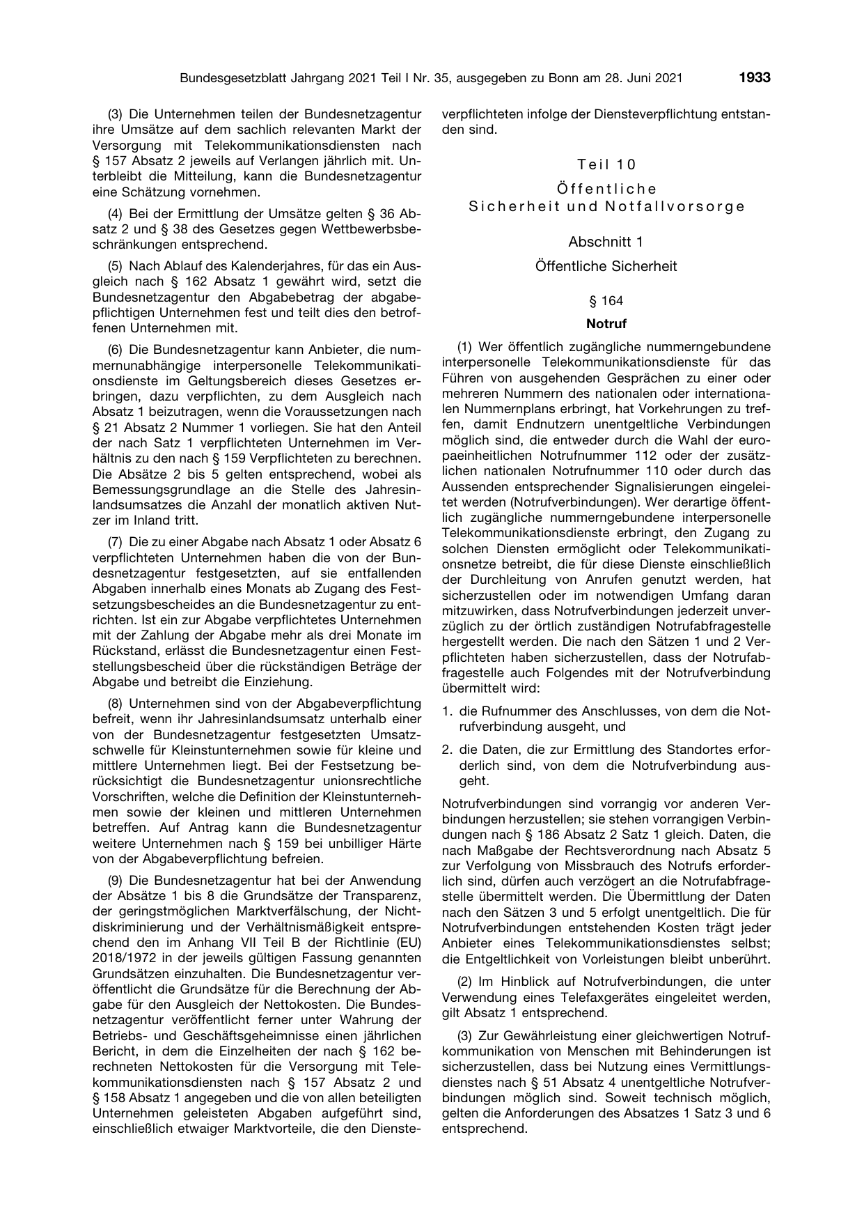 BGBl. 2021, Seite 1933 — Originalseite als Abbildung