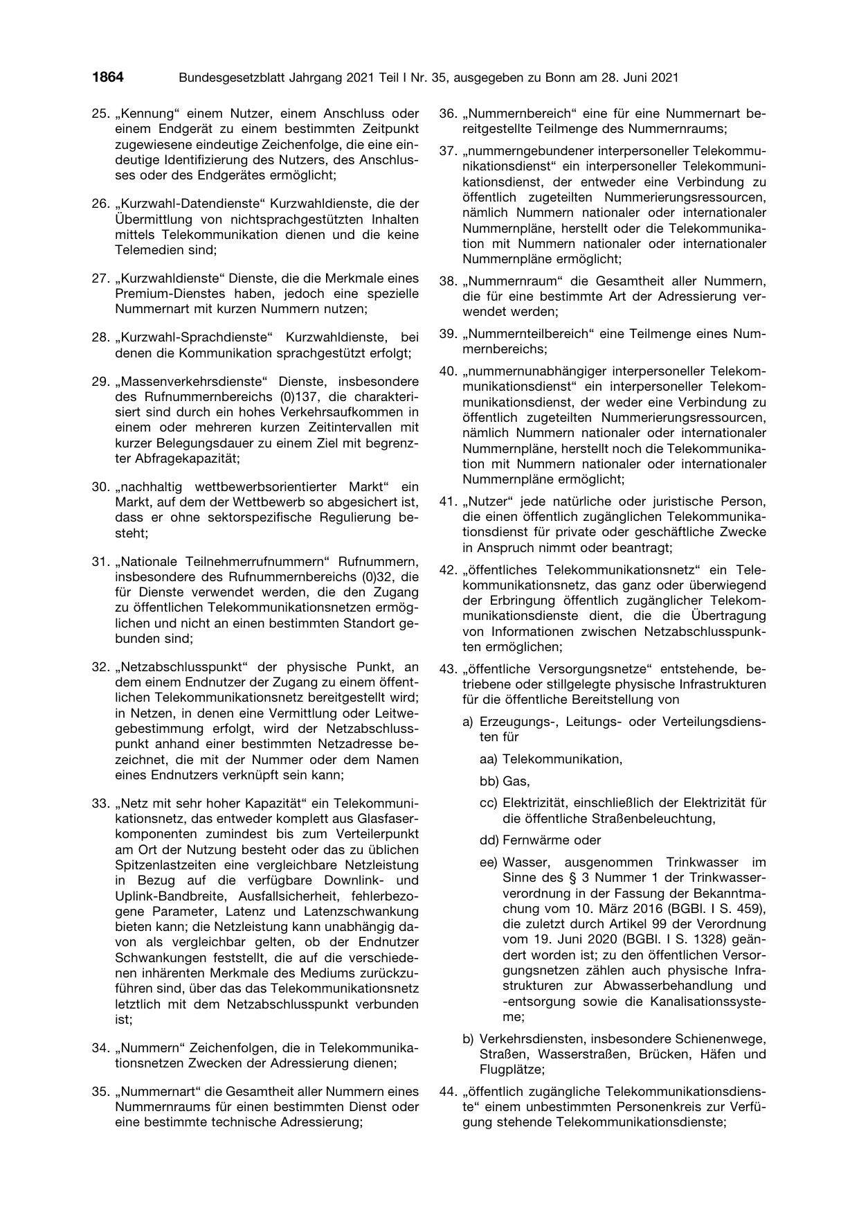 BGBl. 2021, Seite 1864 — Originalseite als Abbildung