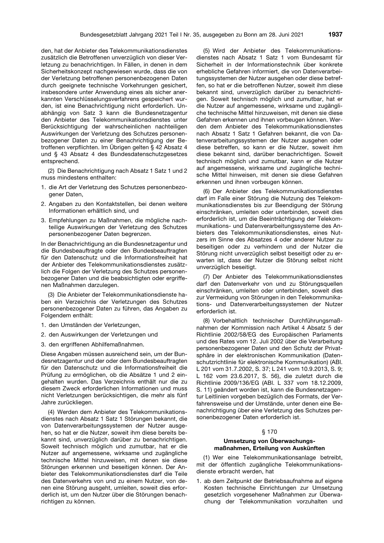 BGBl. 2021, Seite 1937 — Originalseite als Abbildung