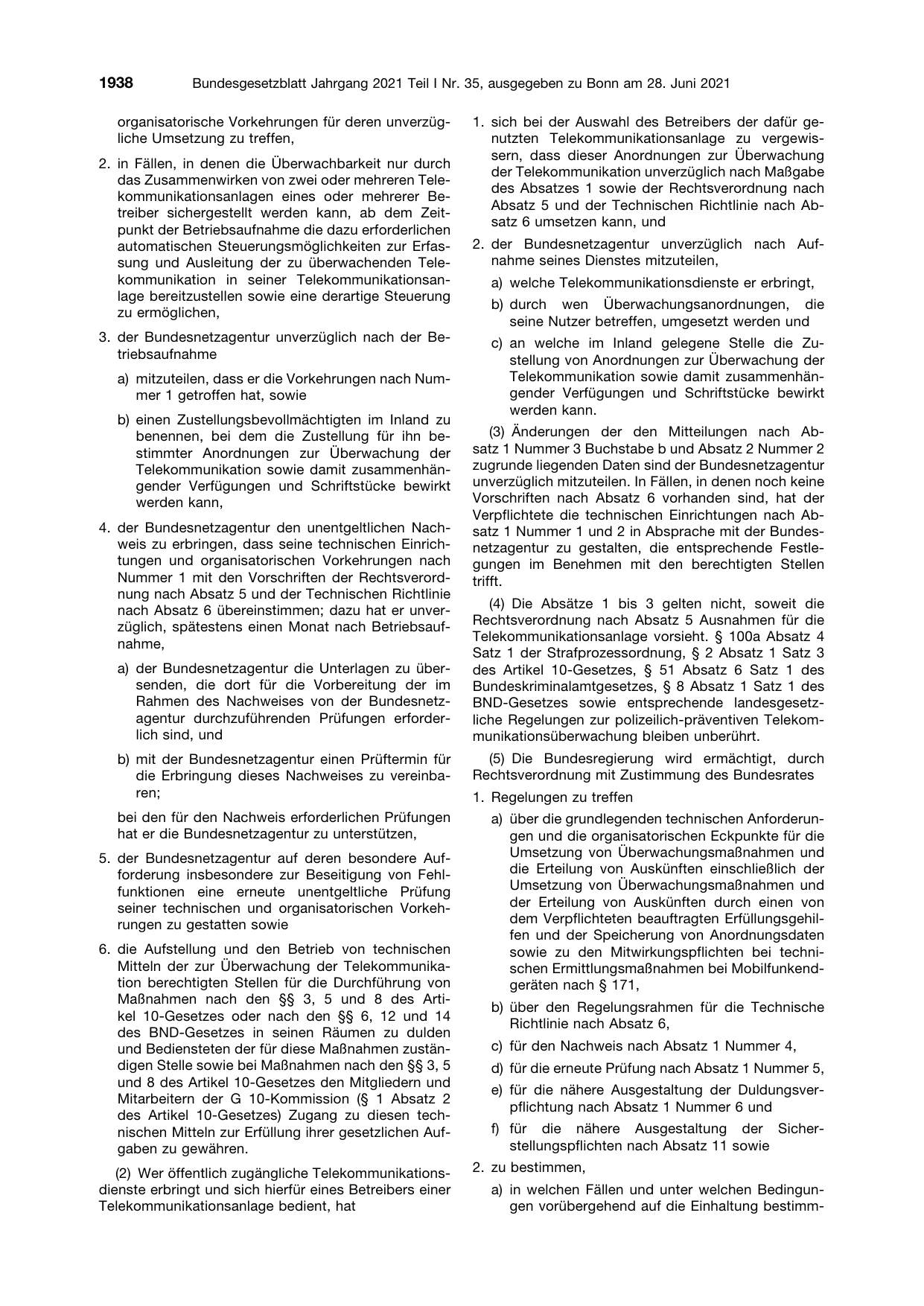 BGBl. 2021, Seite 1938 — Originalseite als Abbildung
