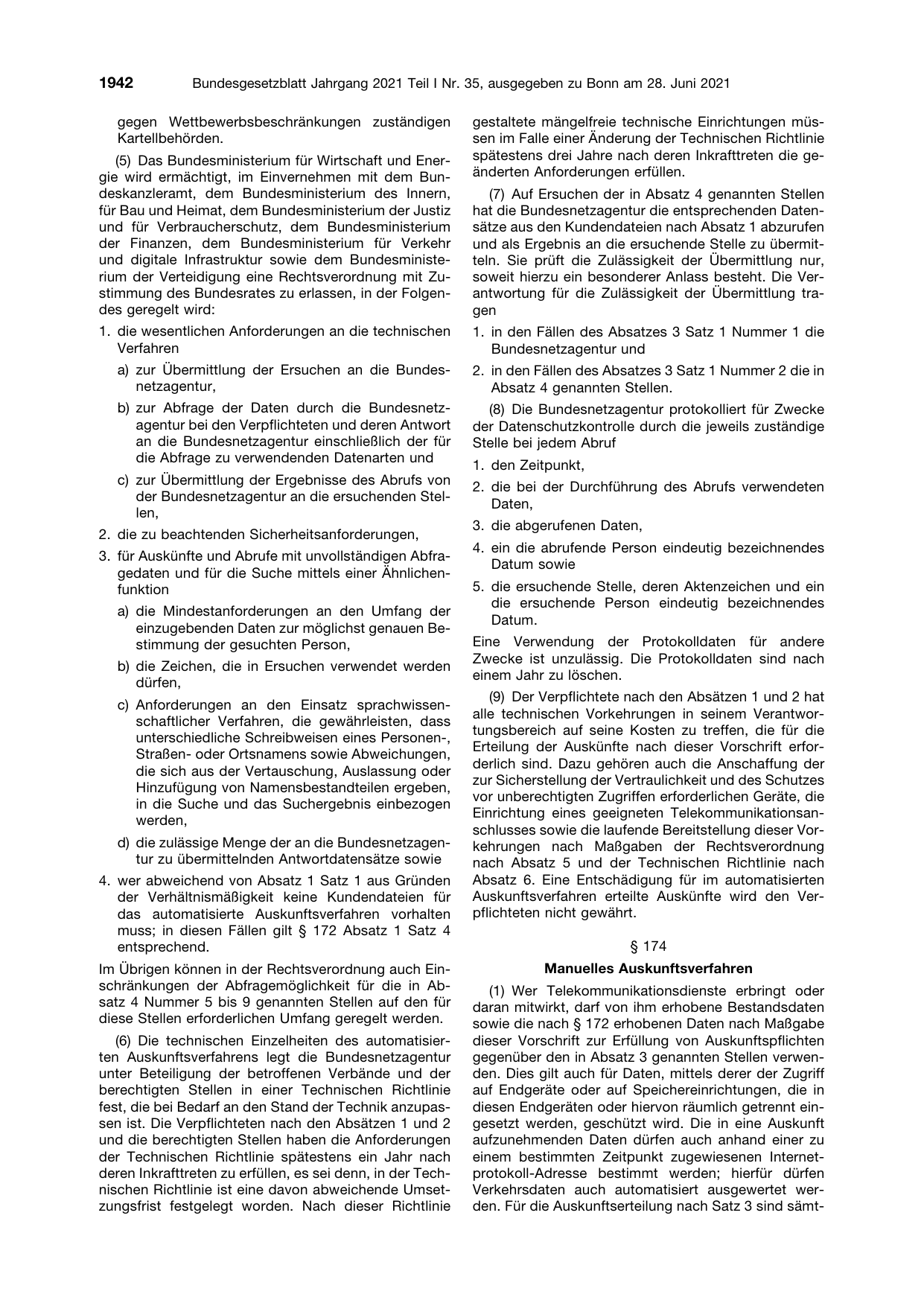 BGBl. 2021, Seite 1942 — Originalseite als Abbildung