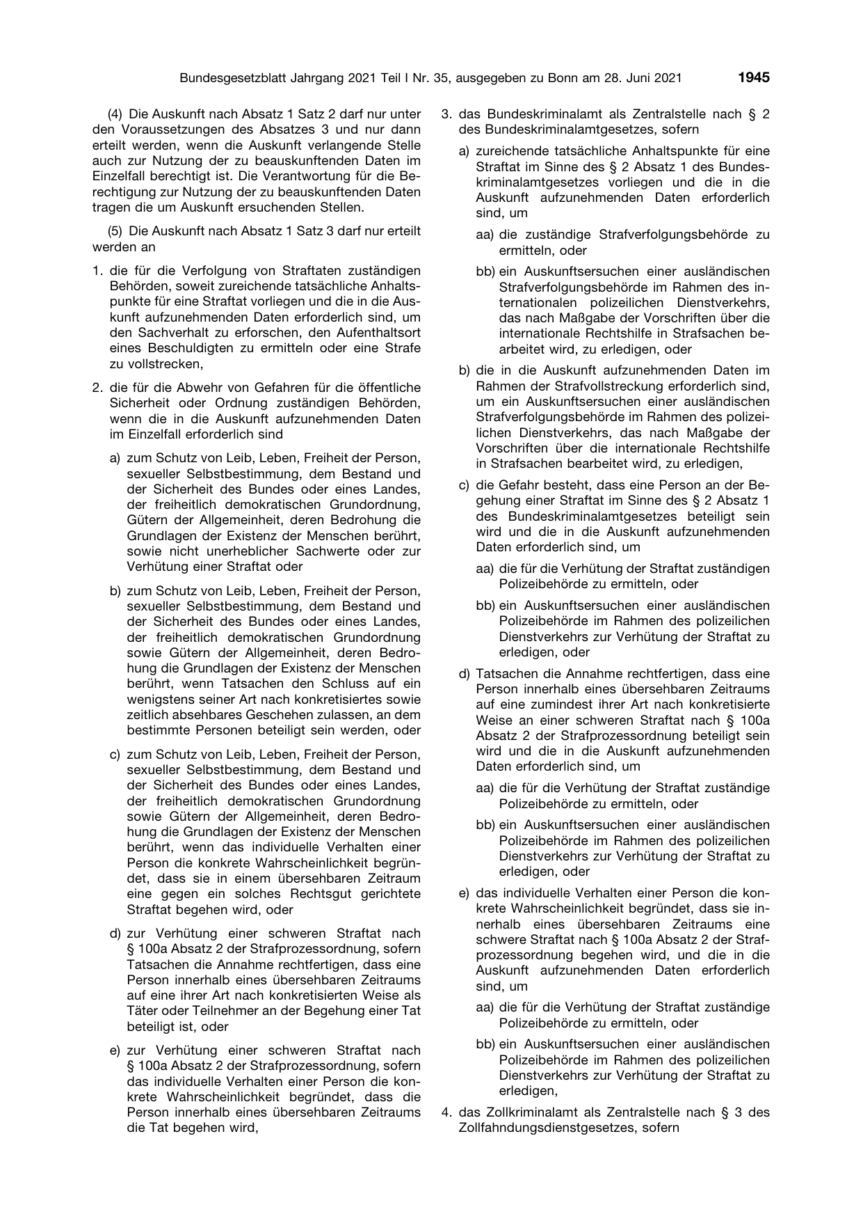 BGBl. 2021, Seite 1945 — Originalseite als Abbildung