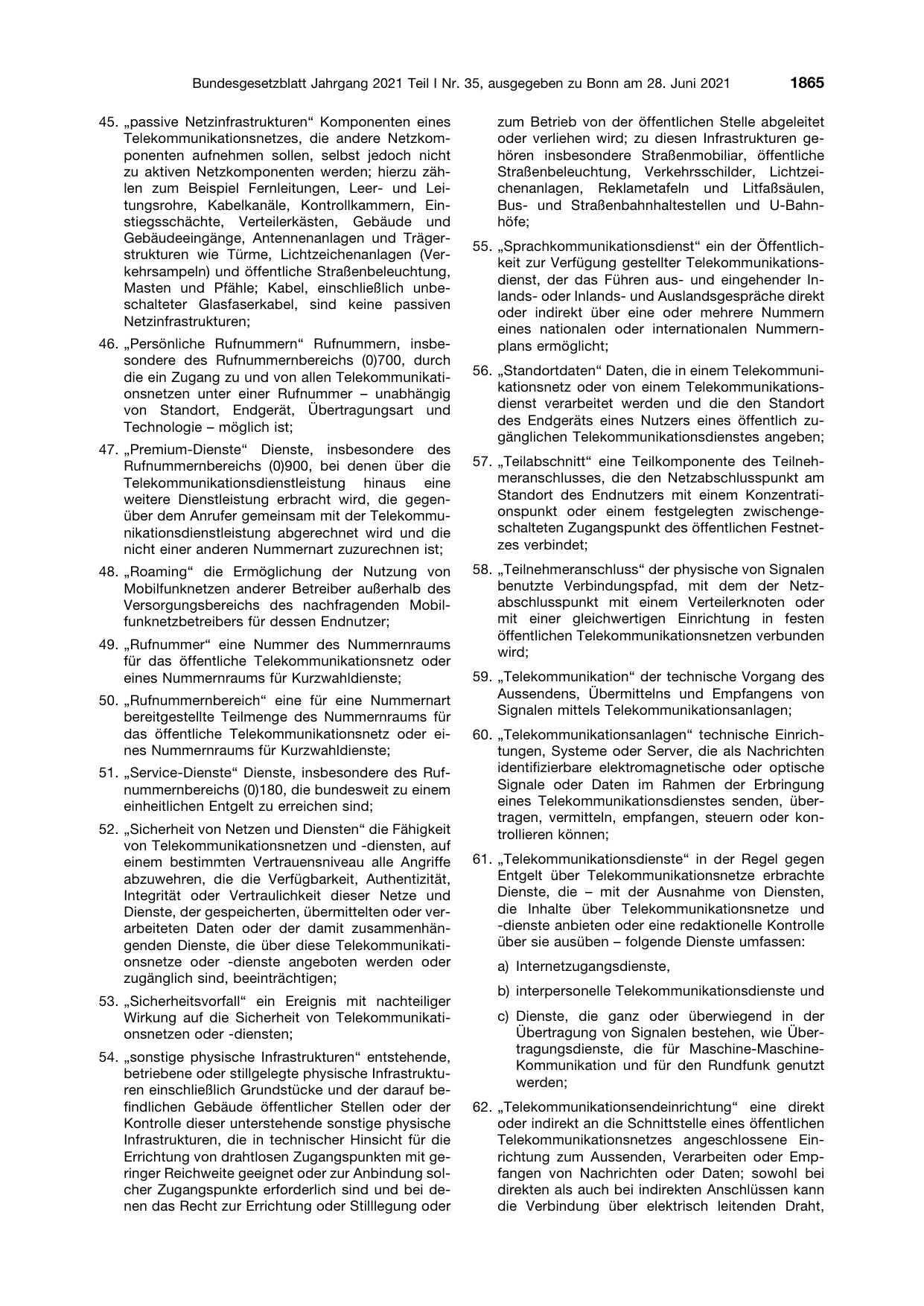BGBl. 2021, Seite 1865 — Originalseite als Abbildung