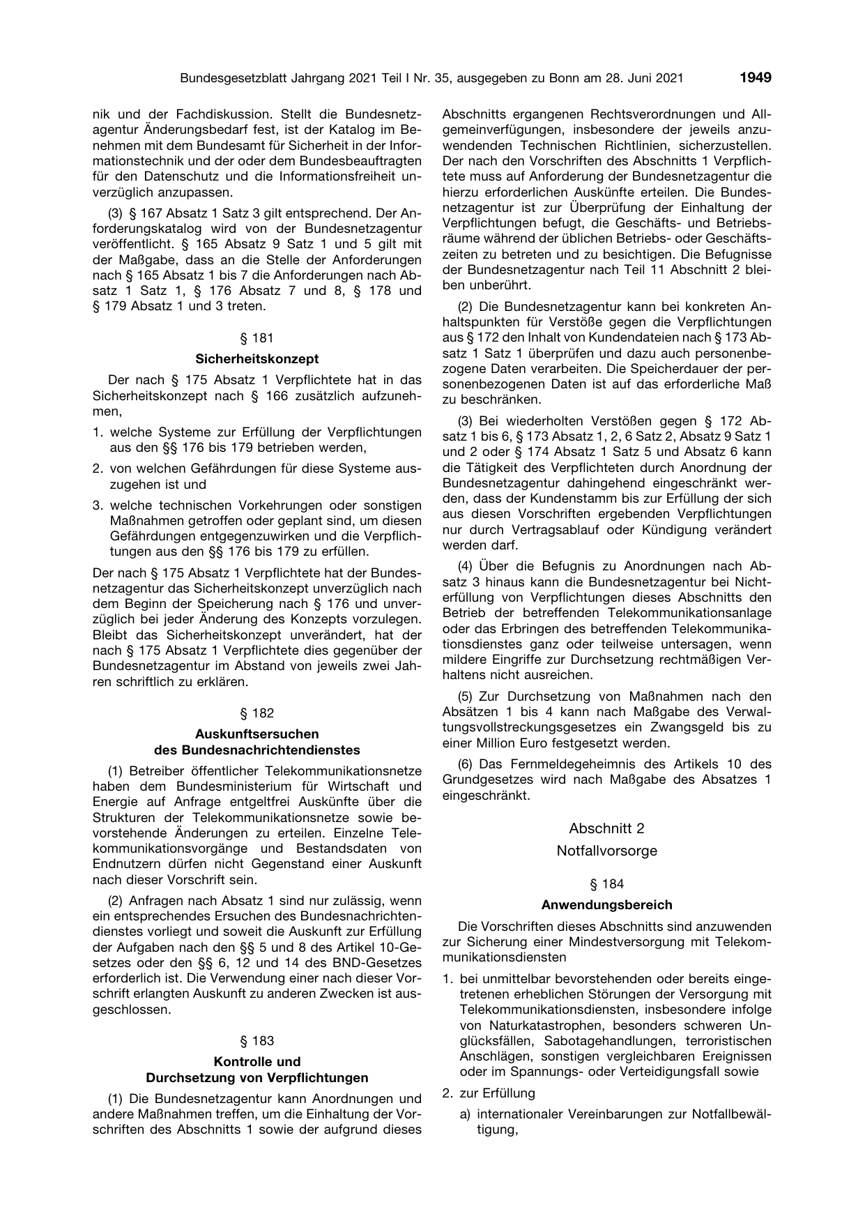 BGBl. 2021, Seite 1949 — Originalseite als Abbildung