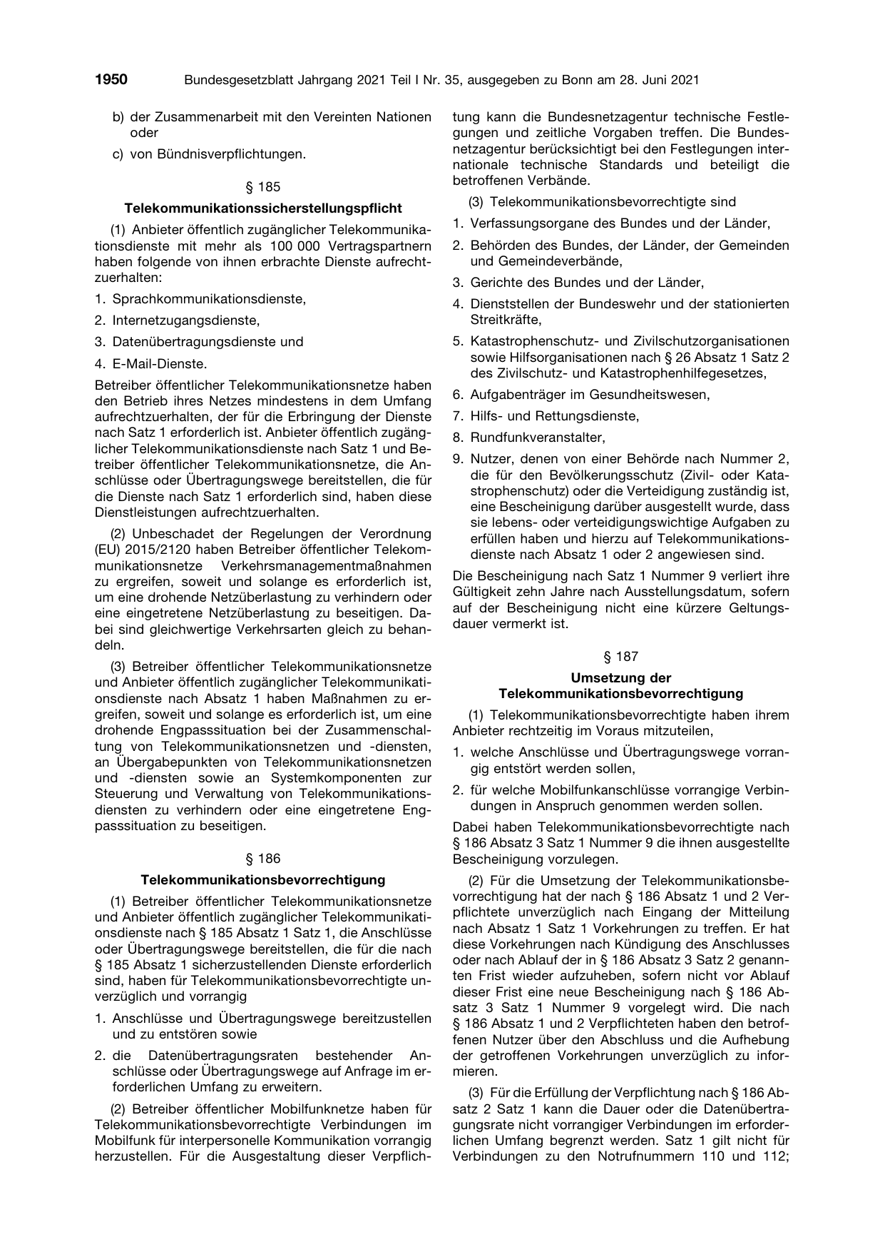 BGBl. 2021, Seite 1950 — Originalseite als Abbildung