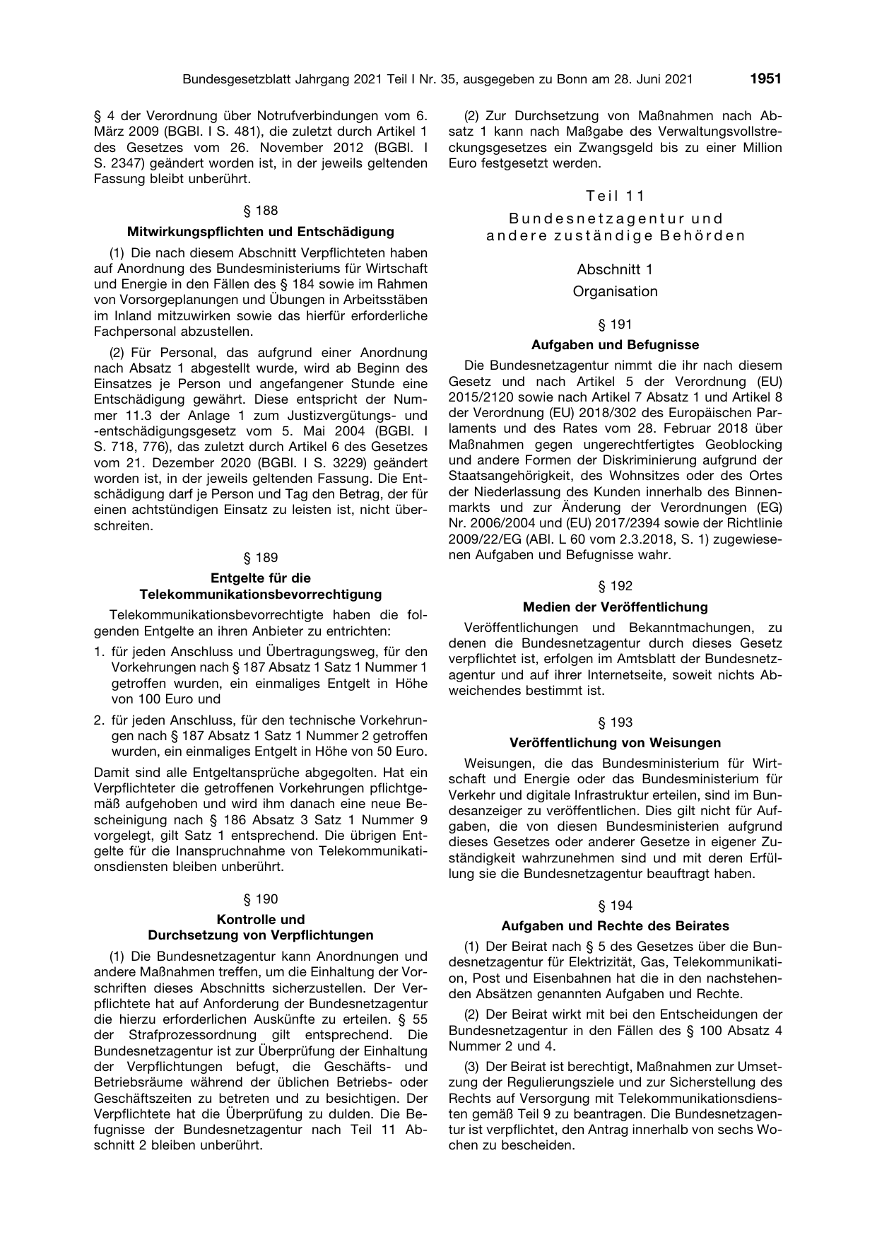 BGBl. 2021, Seite 1951 — Originalseite als Abbildung