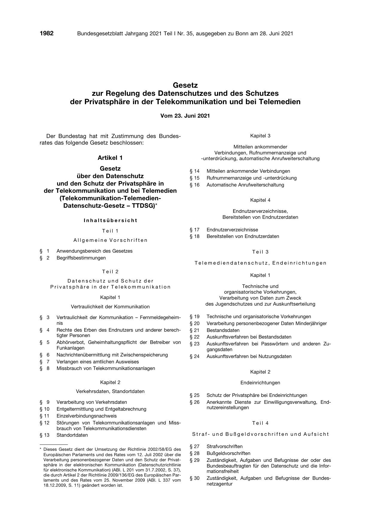 BGBl. 2021, Seite 1982 — Originalseite als Abbildung