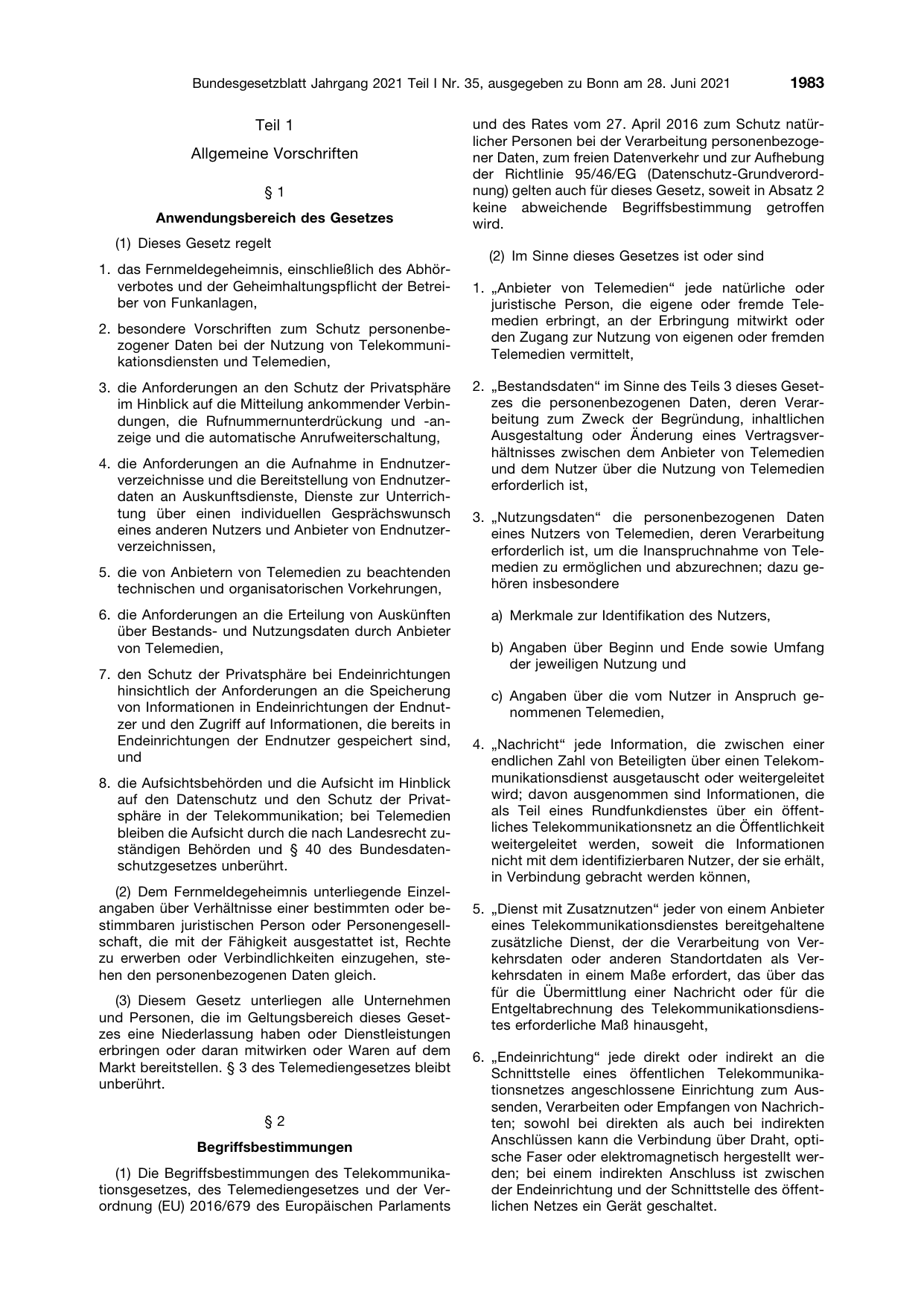 BGBl. 2021, Seite 1983 — Originalseite als Abbildung