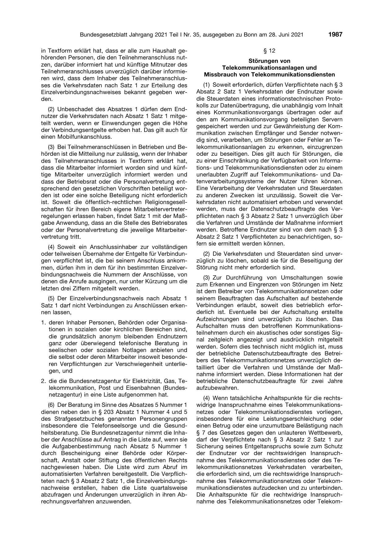 BGBl. 2021, Seite 1987 — Originalseite als Abbildung