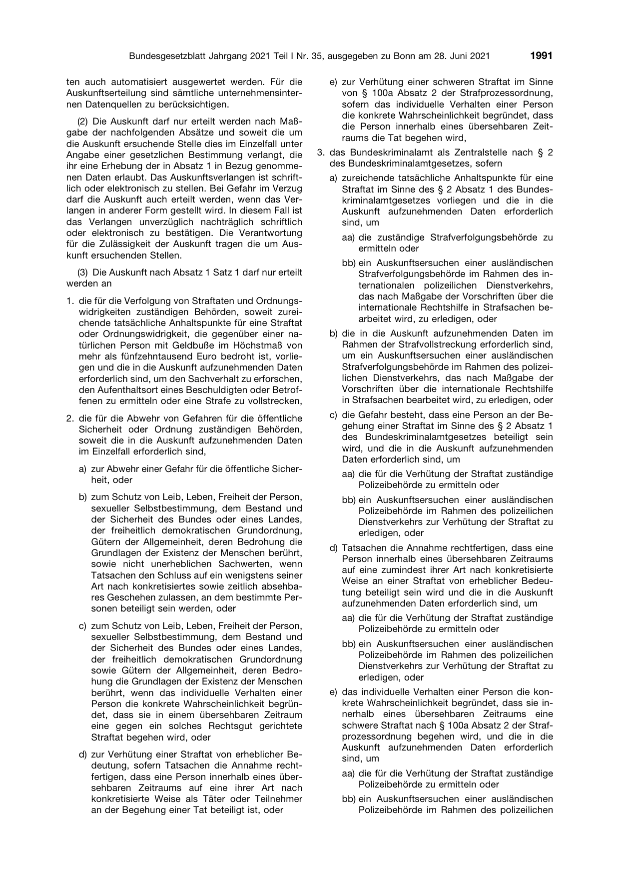 BGBl. 2021, Seite 1991 — Originalseite als Abbildung