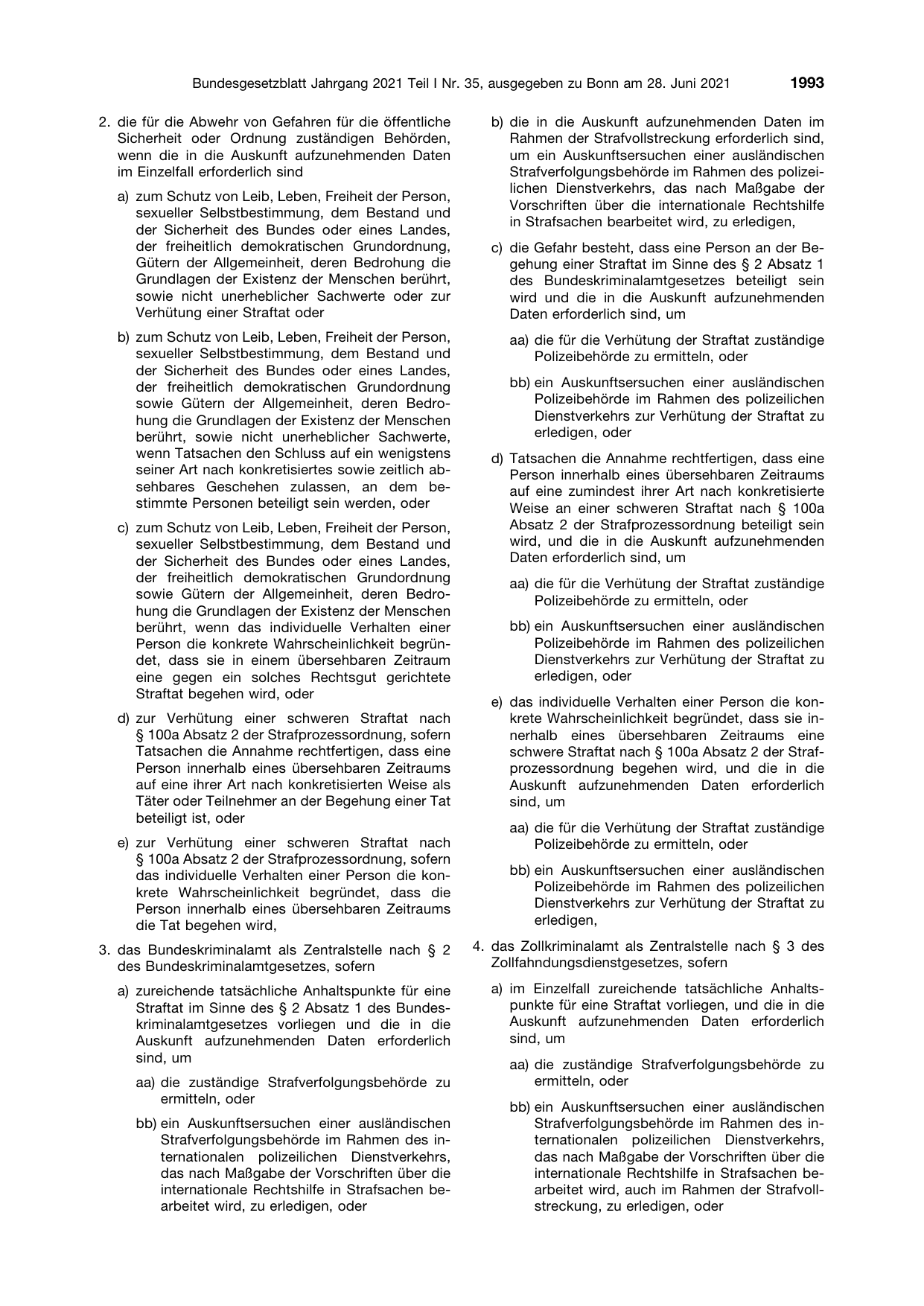BGBl. 2021, Seite 1993 — Originalseite als Abbildung
