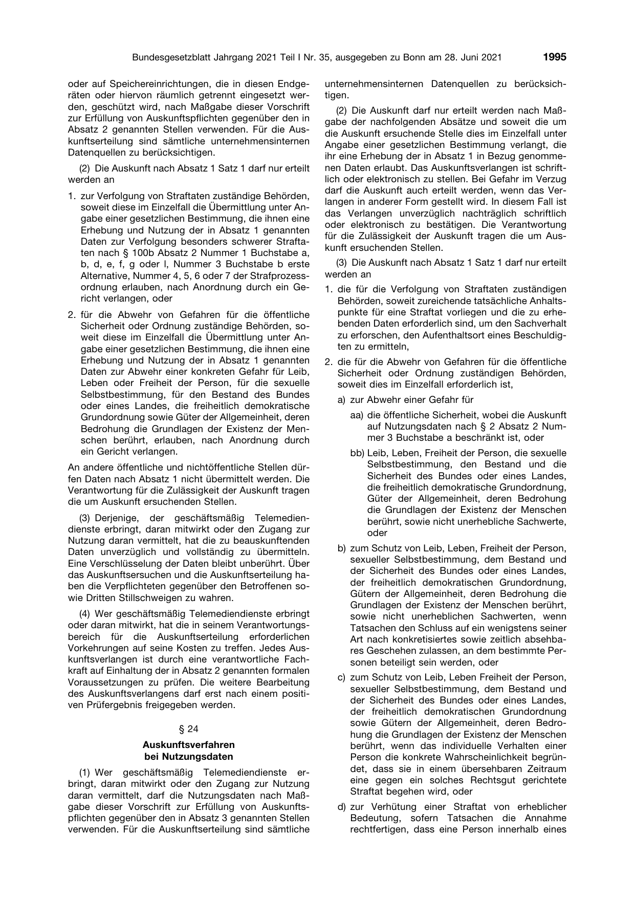 BGBl. 2021, Seite 1995 — Originalseite als Abbildung
