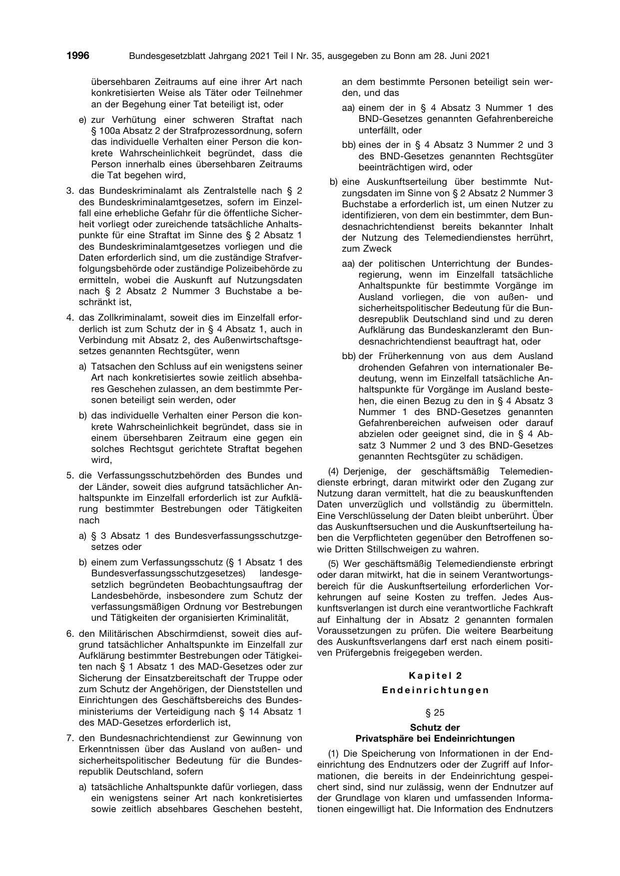 BGBl. 2021, Seite 1996 — Originalseite als Abbildung