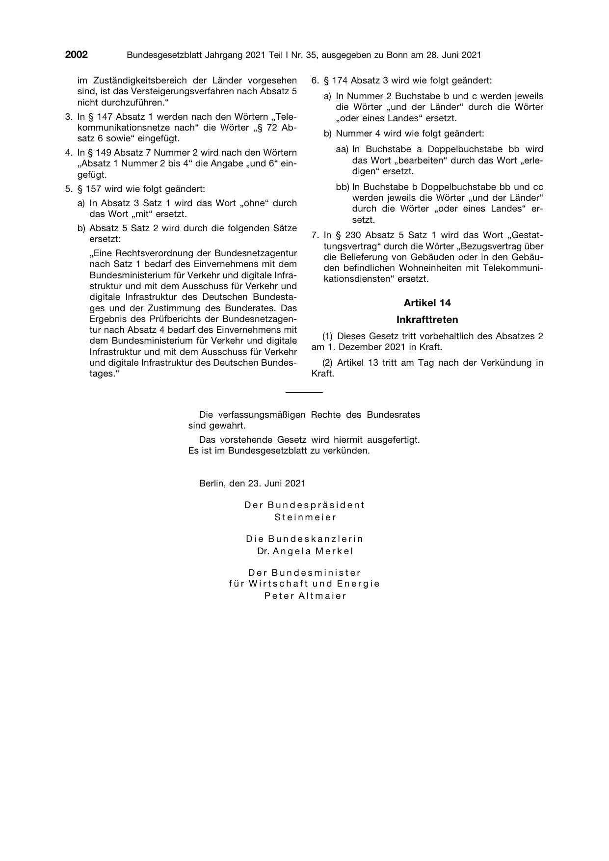 BGBl. 2021, Seite 2002 — Originalseite als Abbildung