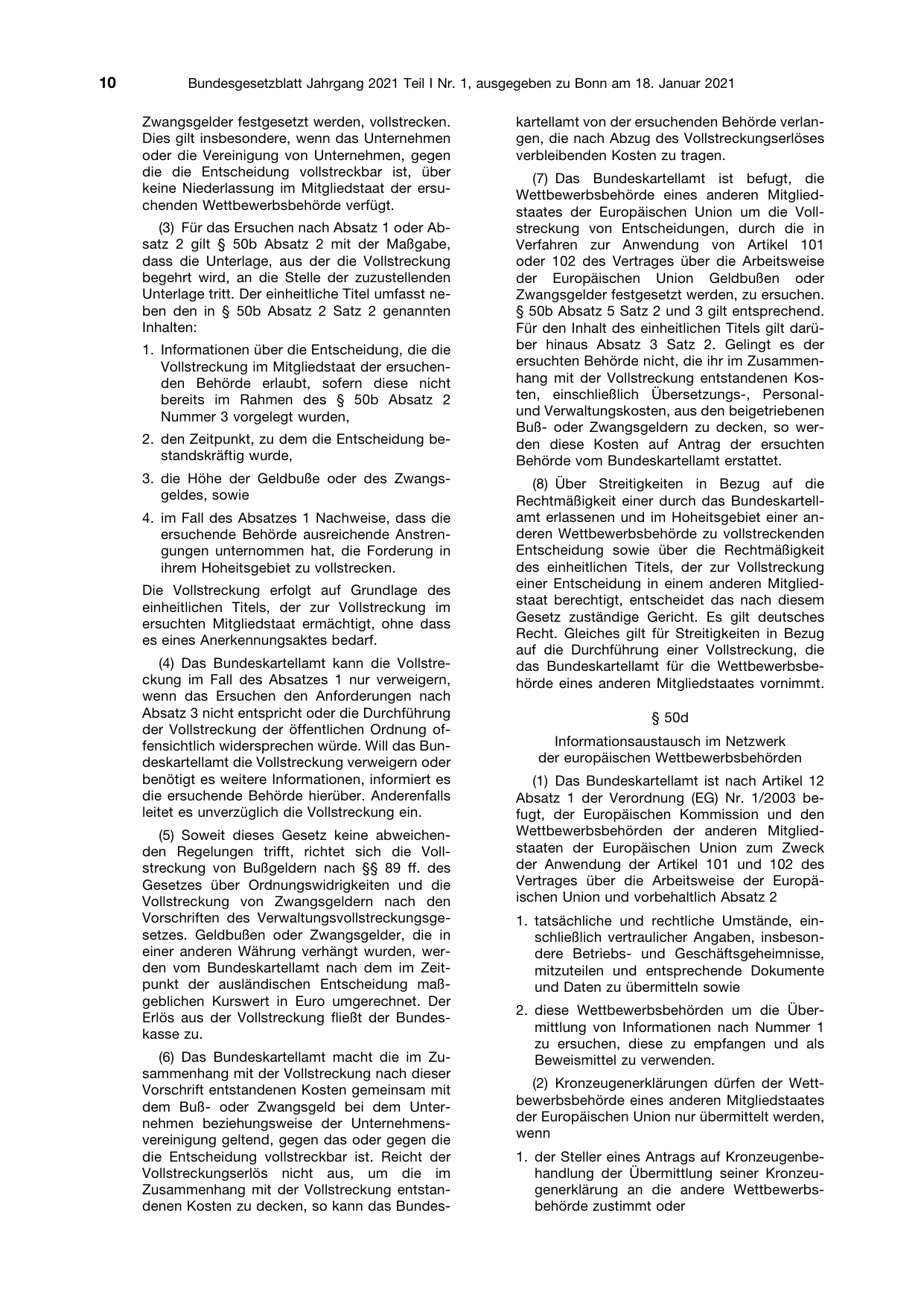 BGBl. 2021, Seite 10 — Originalseite als Abbildung
