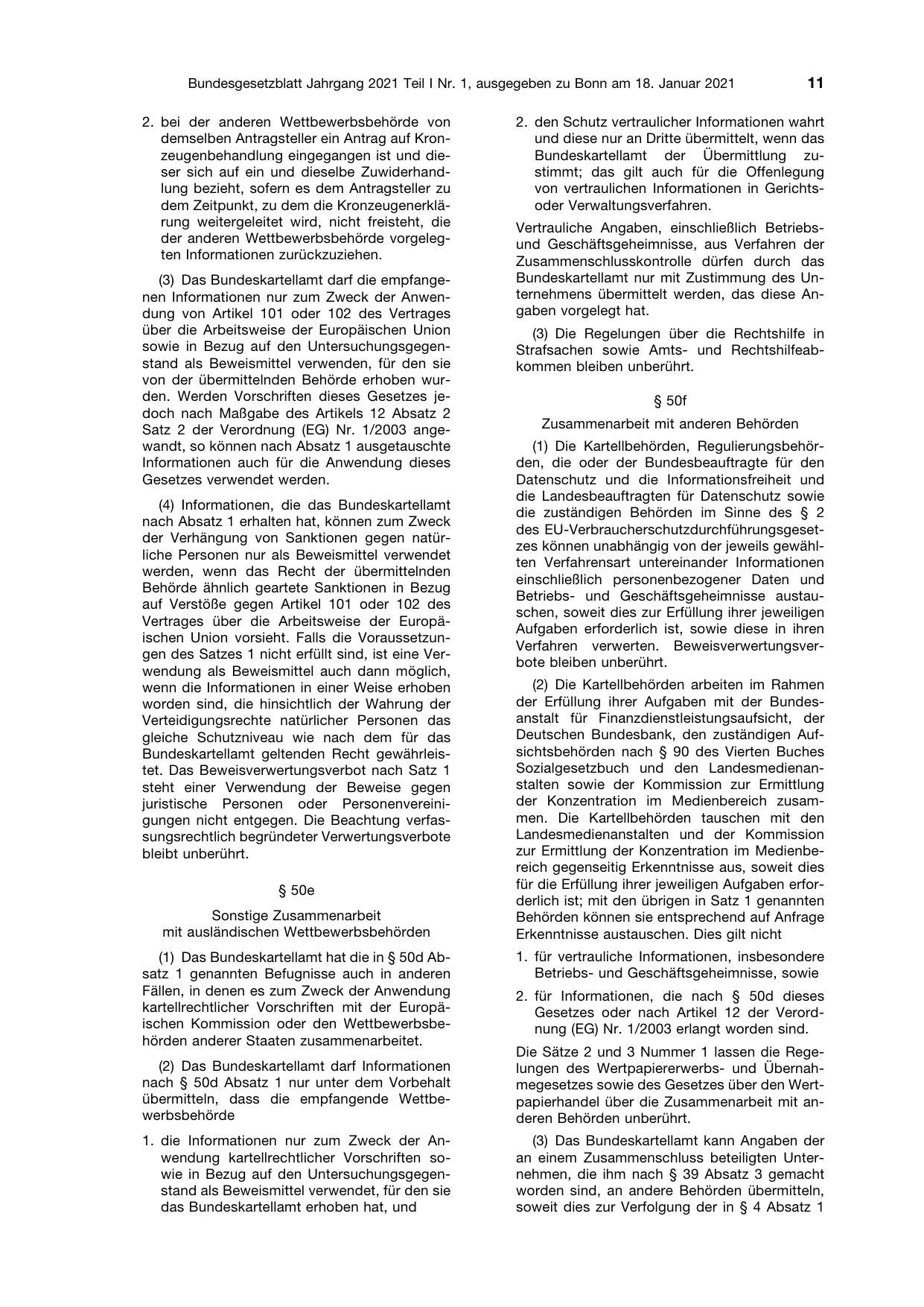 BGBl. 2021, Seite 11 — Originalseite als Abbildung