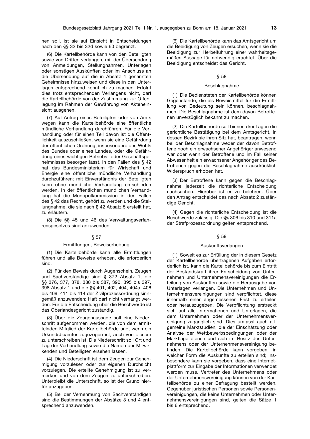 BGBl. 2021, Seite 13 — Originalseite als Abbildung